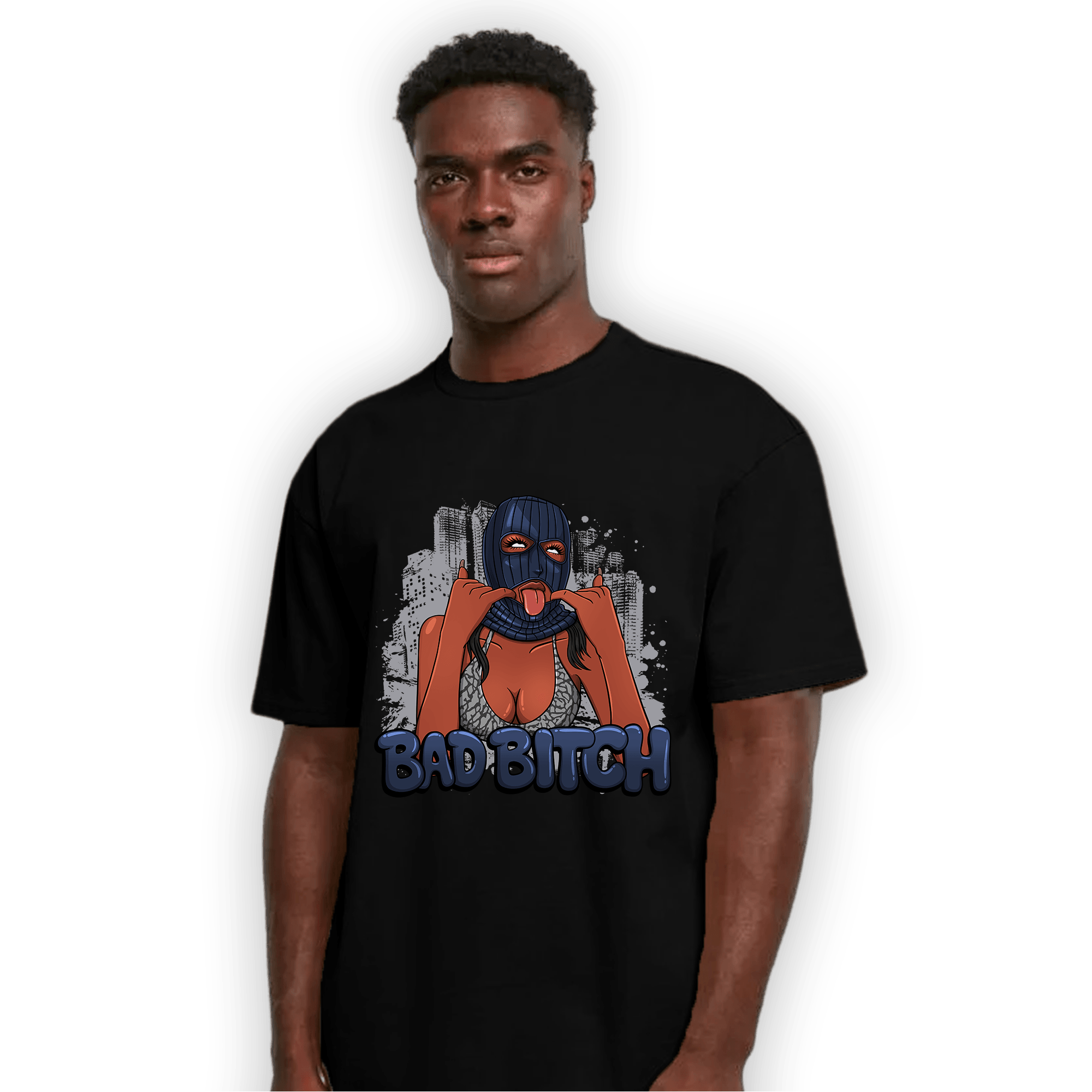 White Navy 3s T Shirt Match Gangster Bad Bitch - NastyJamz