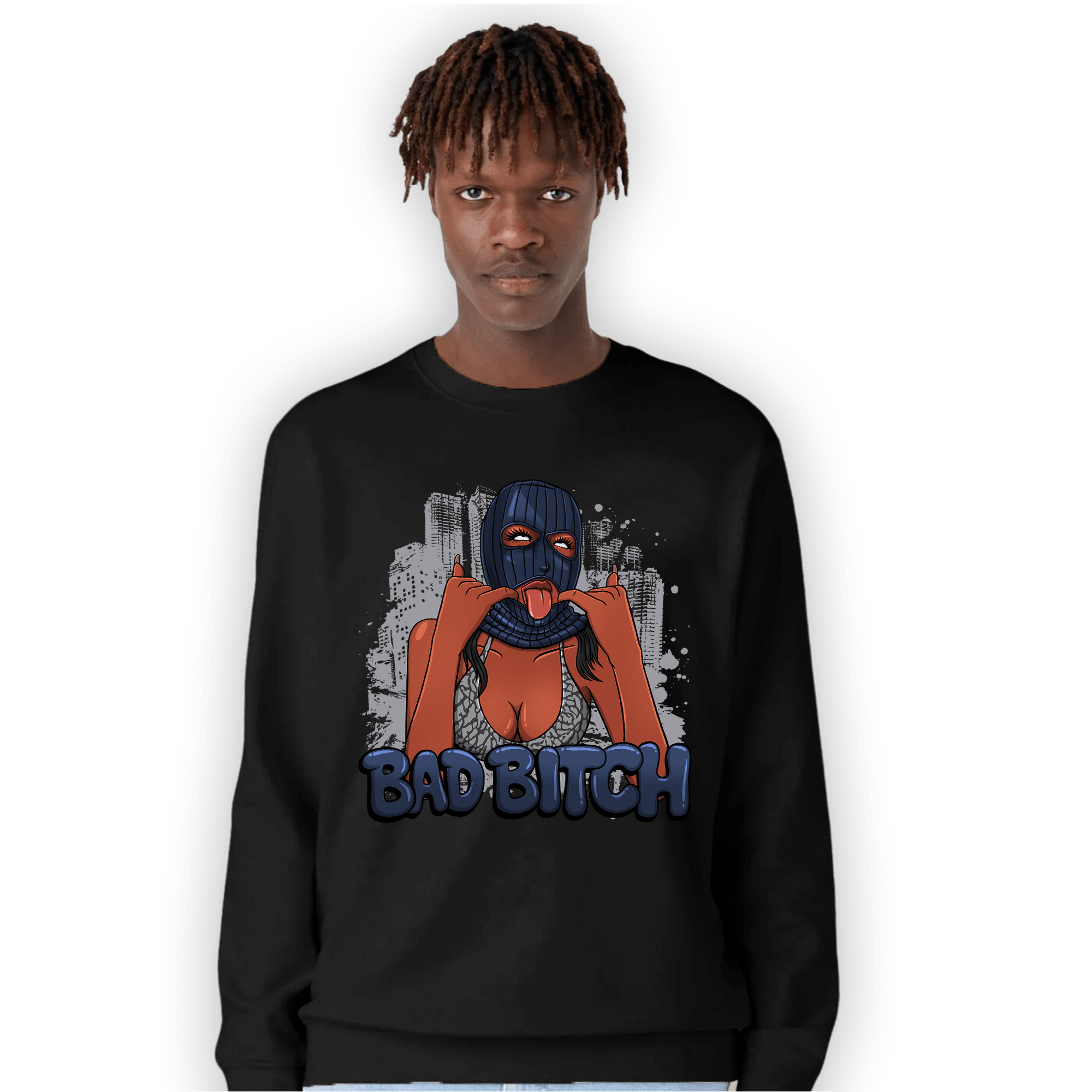 White Navy 3s Sweatshirt Match Gangster Bad Bitch - NastyJamz