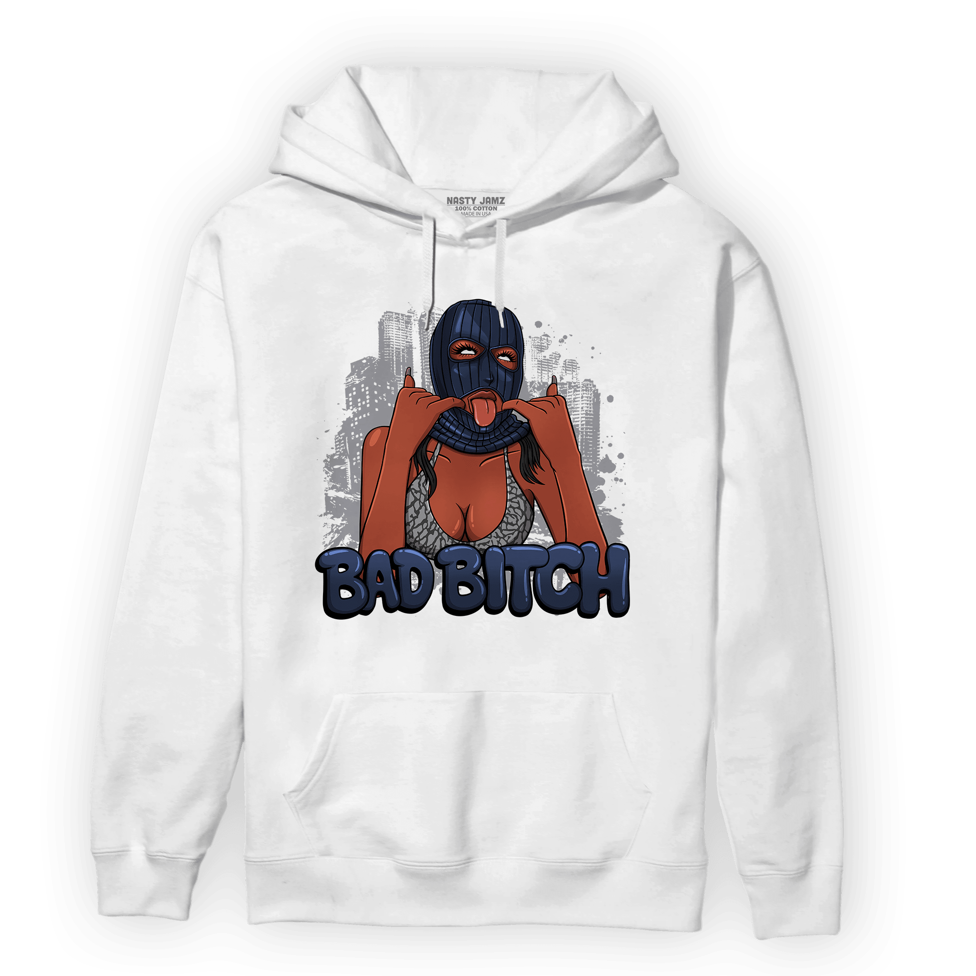 White Navy 3s Hoodie Match Gangster Bad Bitch - NastyJamz
