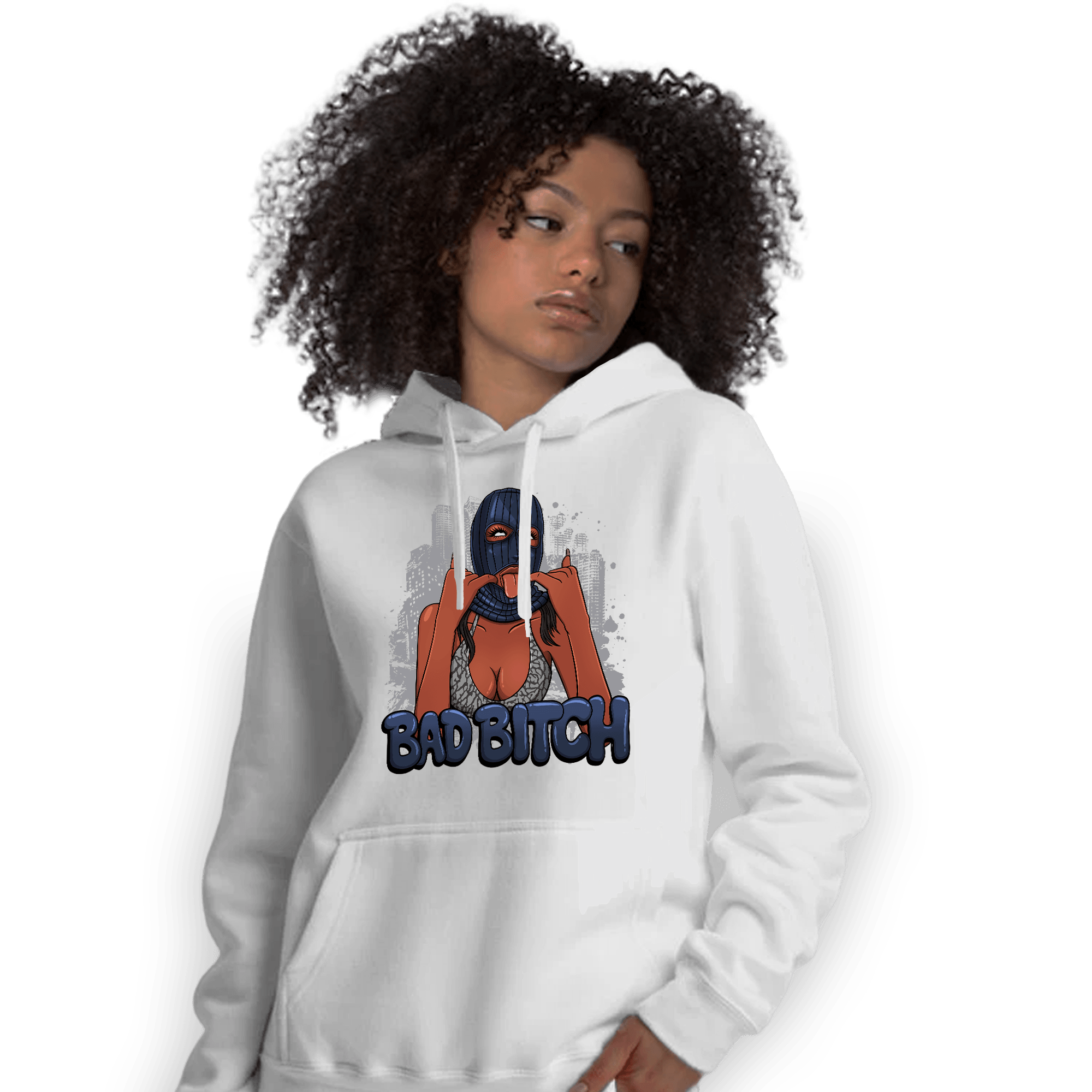 White Navy 3s Hoodie Match Gangster Bad Bitch - NastyJamz