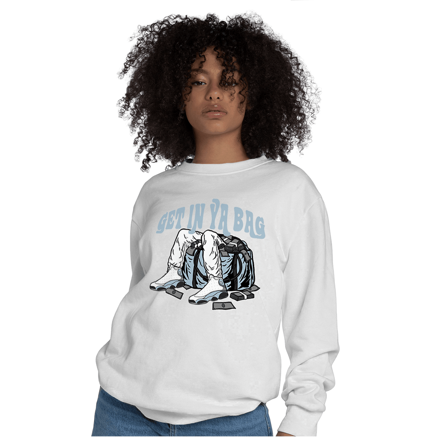 Blue Grey 13s Sweatshirt Match Get In Ya Bag - NastyJamz