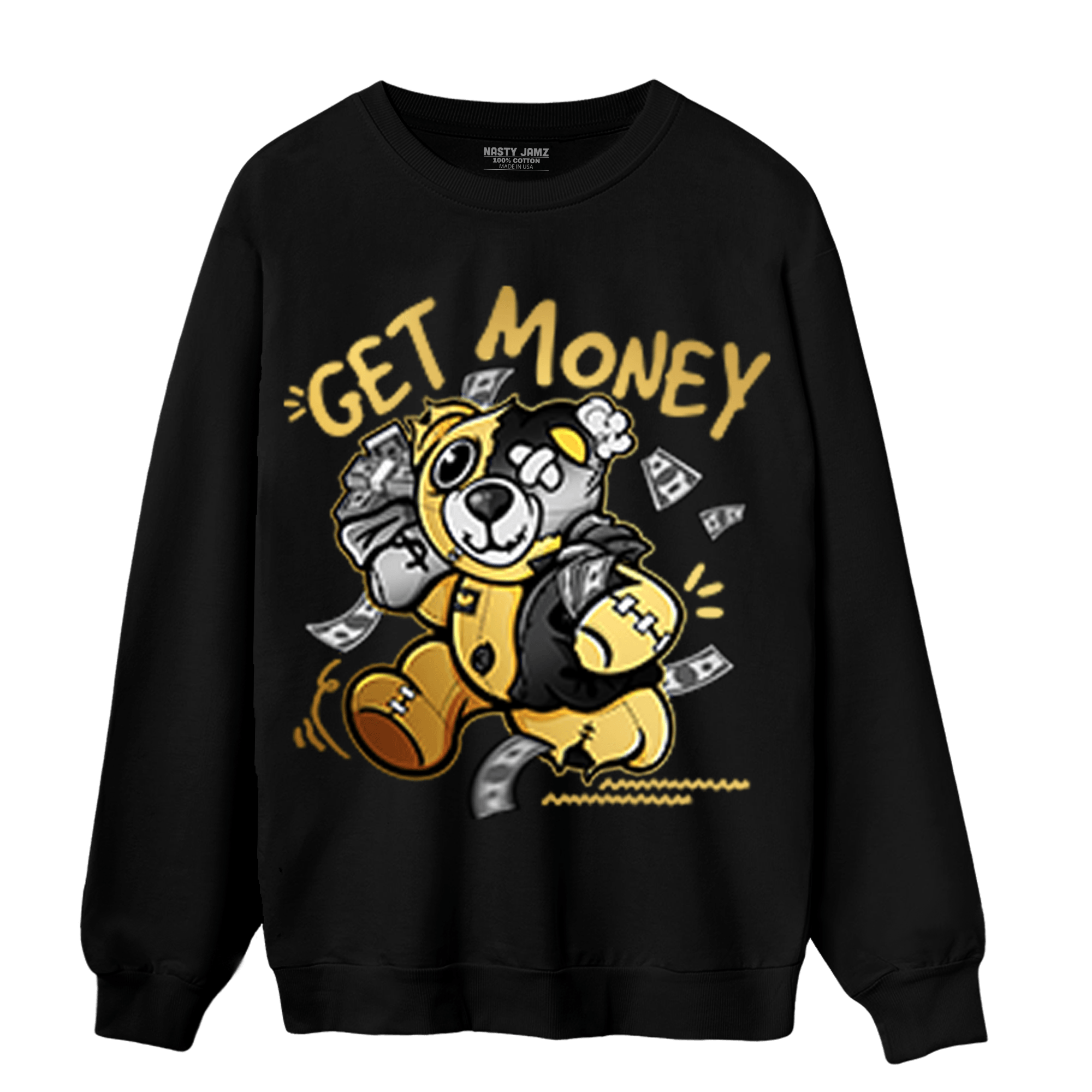 Mid SE Black Gold 1s Sweatshirt Match Get Money BER - NastyJamz