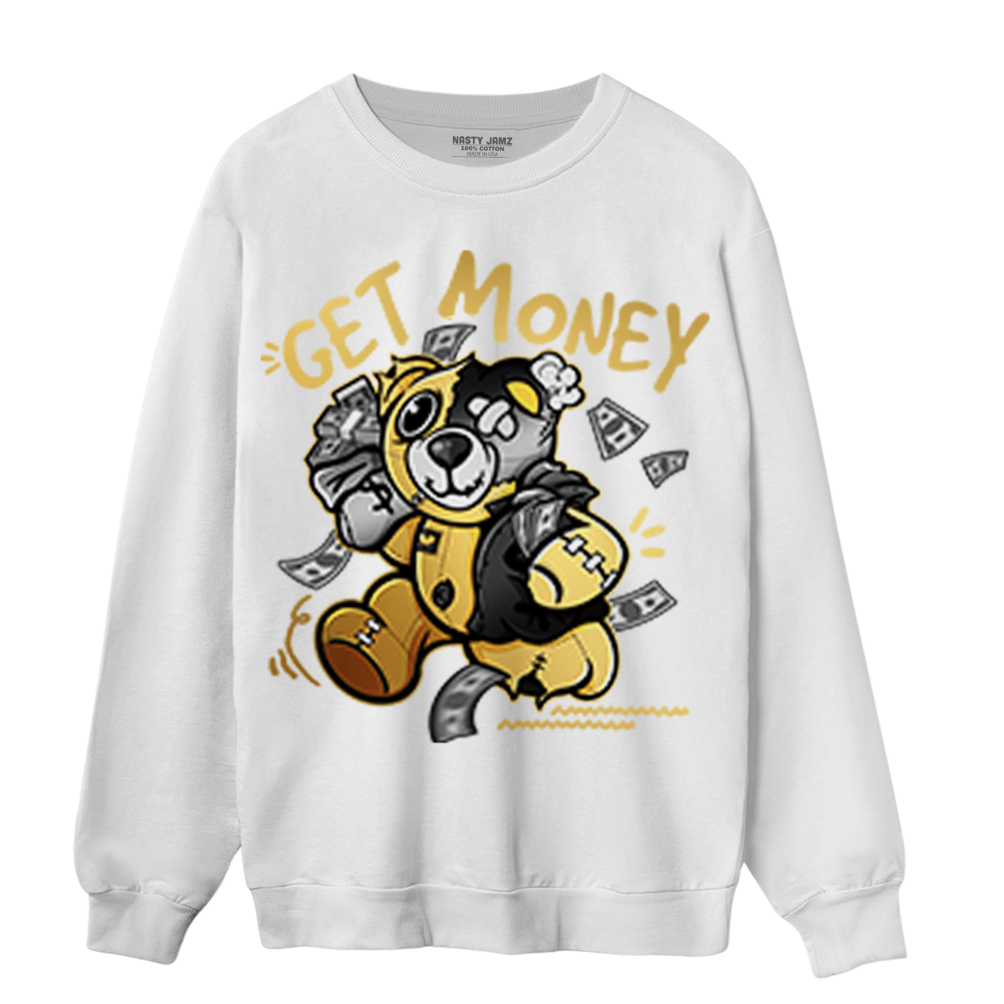 Mid SE Black Gold 1s Sweatshirt Match Get Money BER - NastyJamz