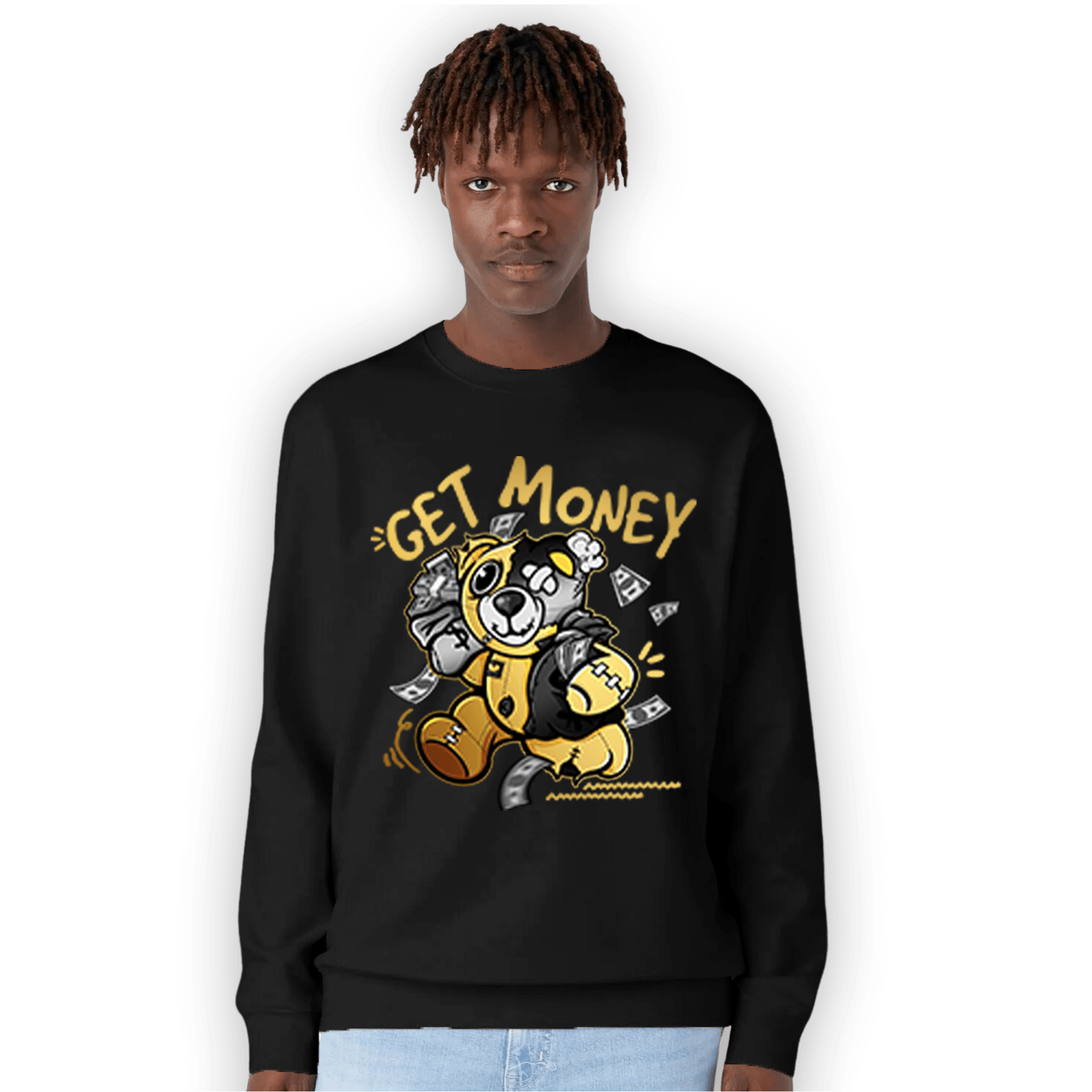 Mid SE Black Gold 1s Sweatshirt Match Get Money BER - NastyJamz