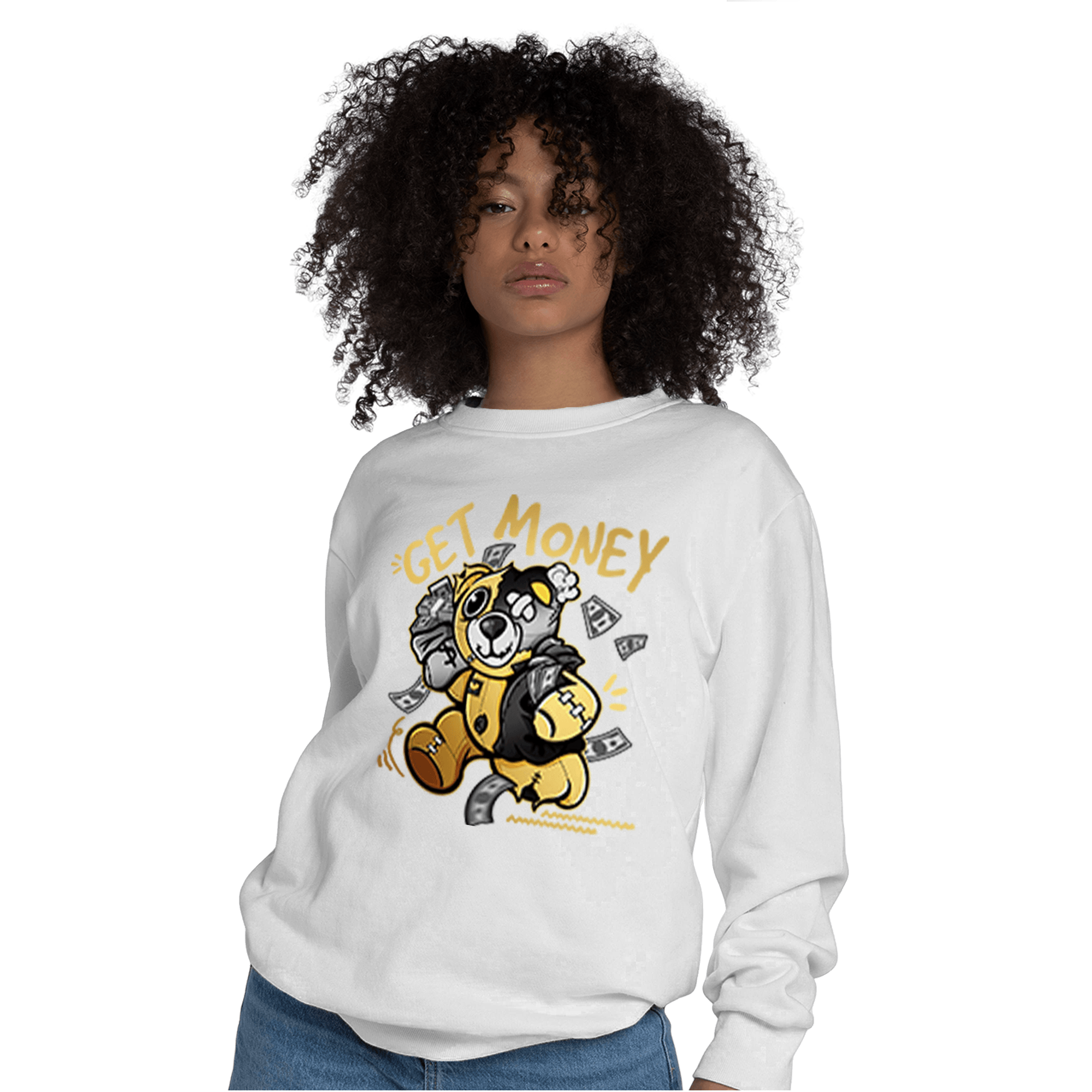 Mid SE Black Gold 1s Sweatshirt Match Get Money BER - NastyJamz