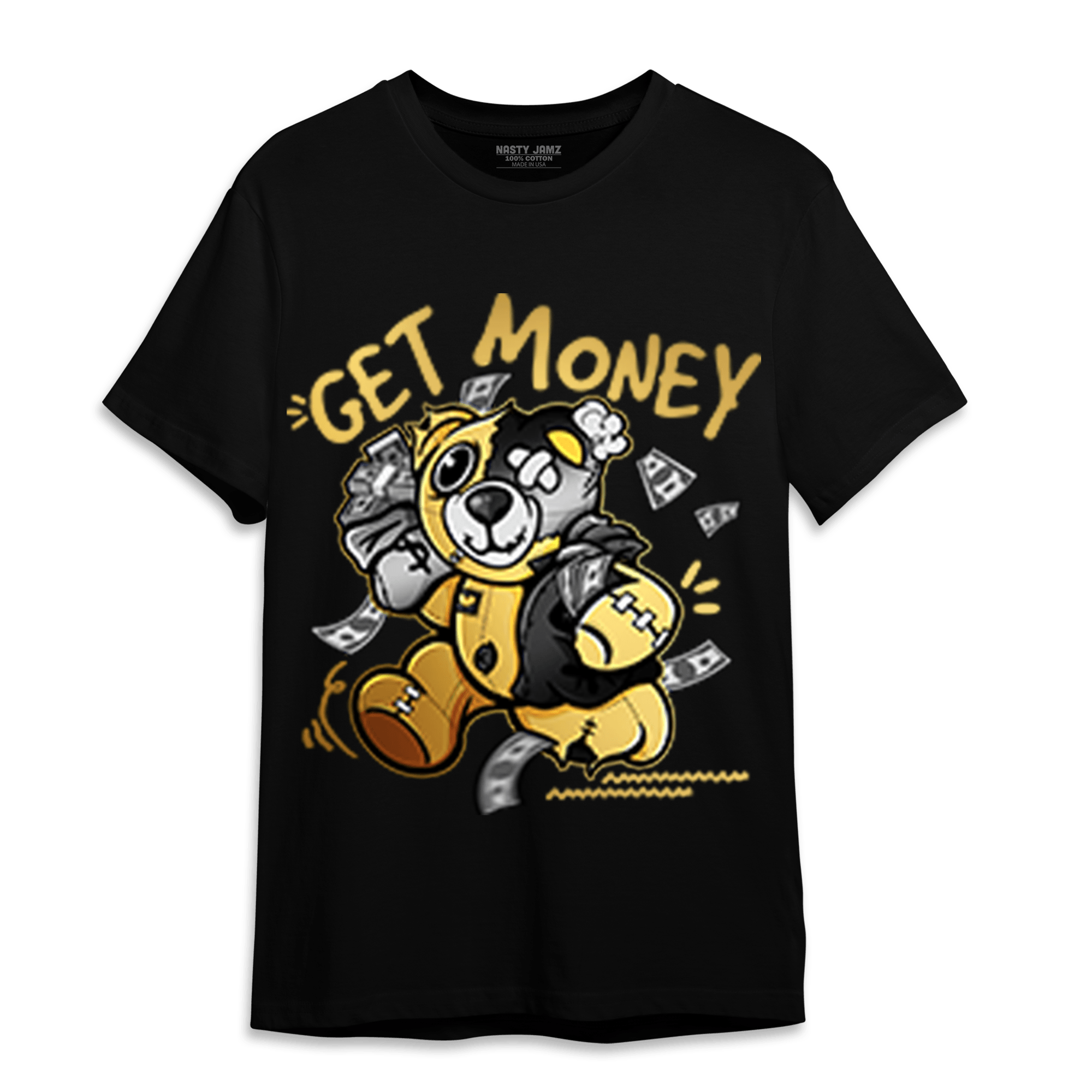 Mid SE Black Gold 1s T Shirt Match Get Money BER - NastyJamz
