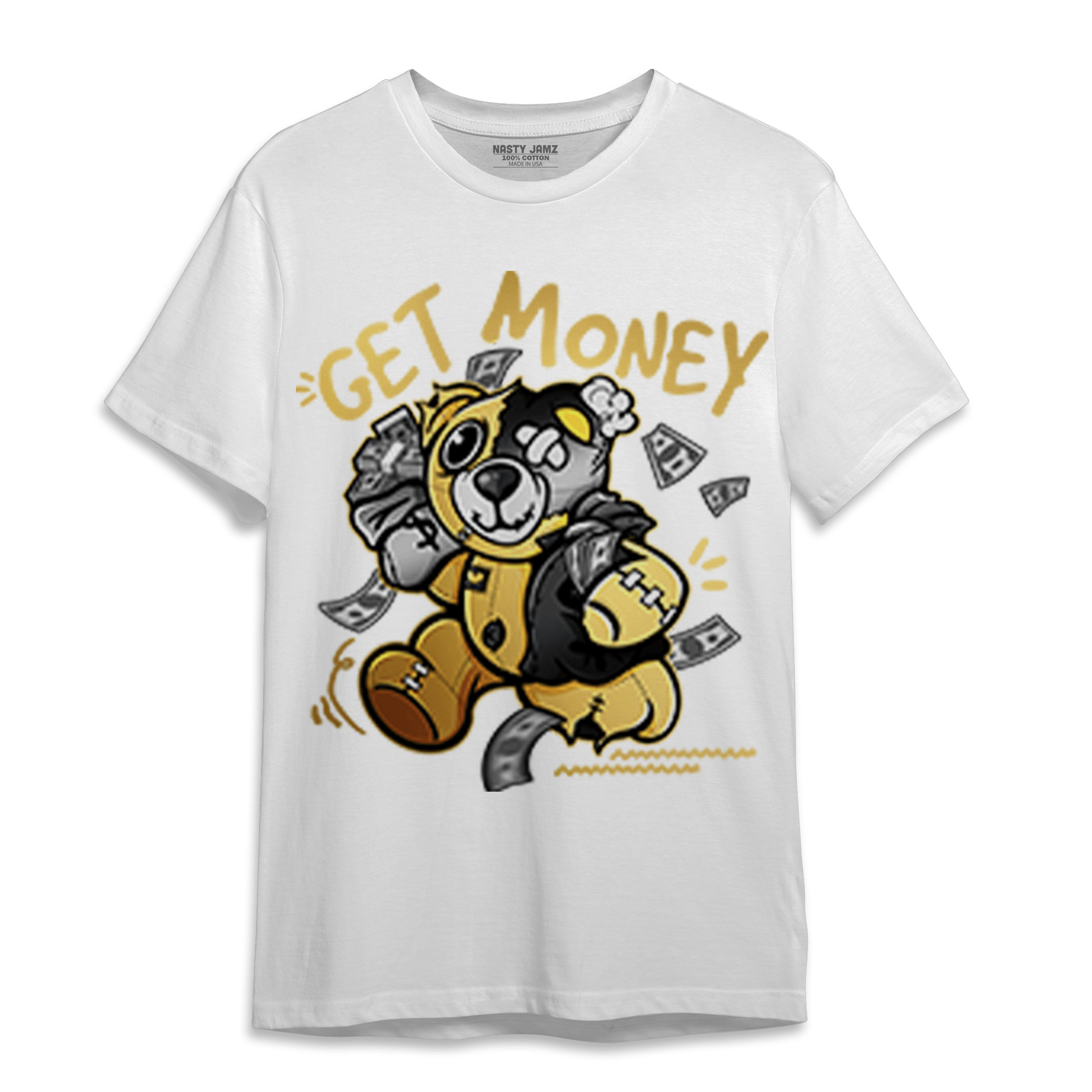 Mid SE Black Gold 1s T Shirt Match Get Money BER - NastyJamz