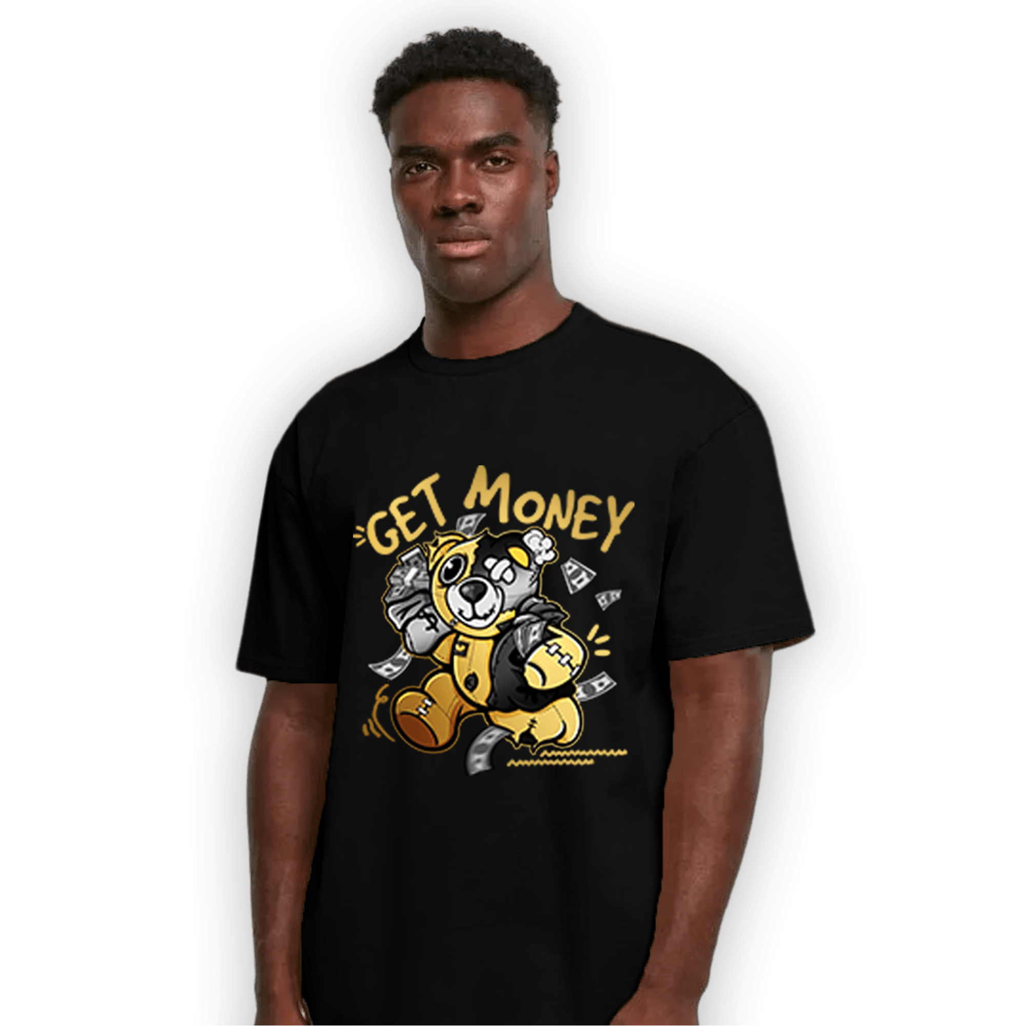 Mid SE Black Gold 1s T Shirt Match Get Money BER - NastyJamz