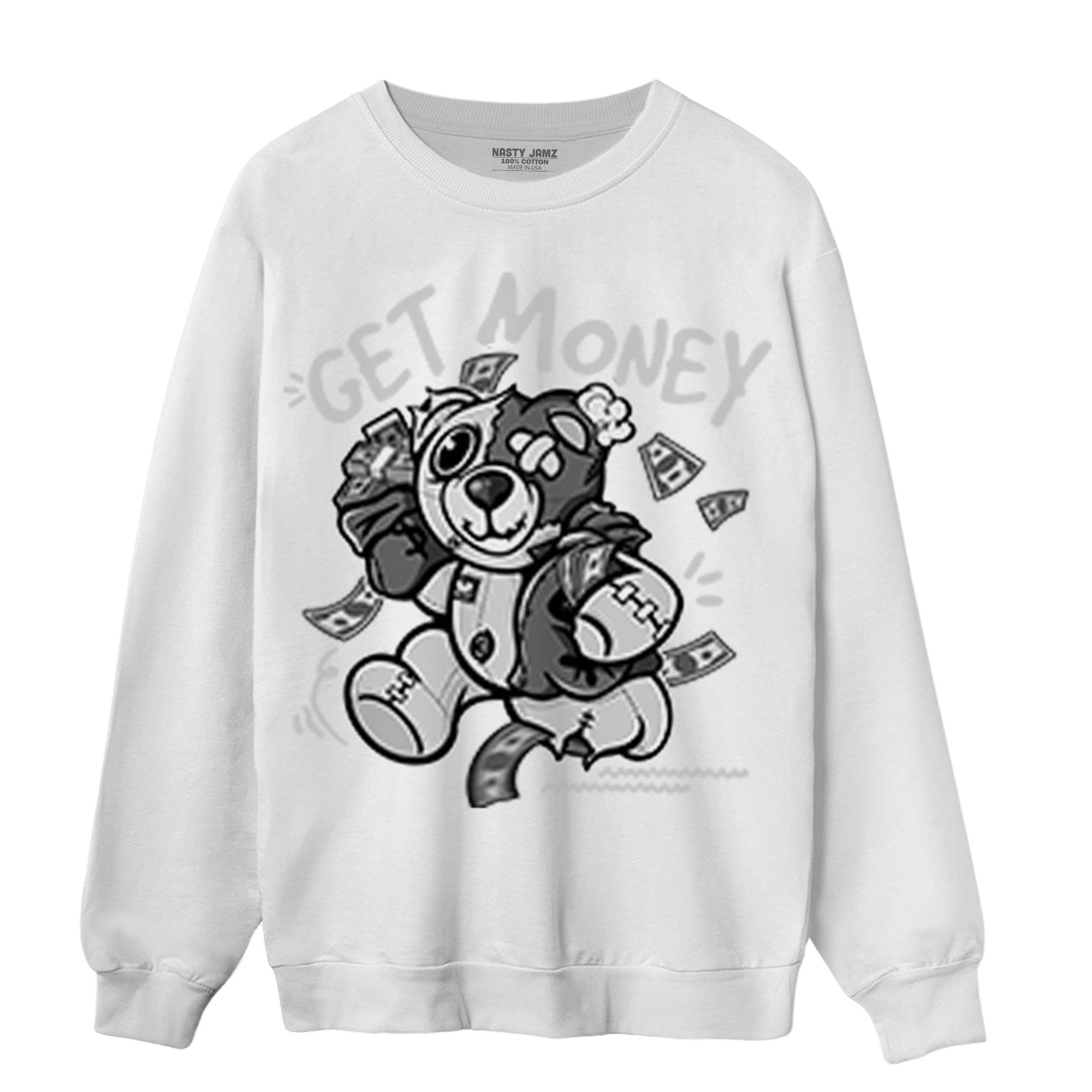 Retro High OG Black White 1s Sweatshirt Match Get Money BER - NastyJamz