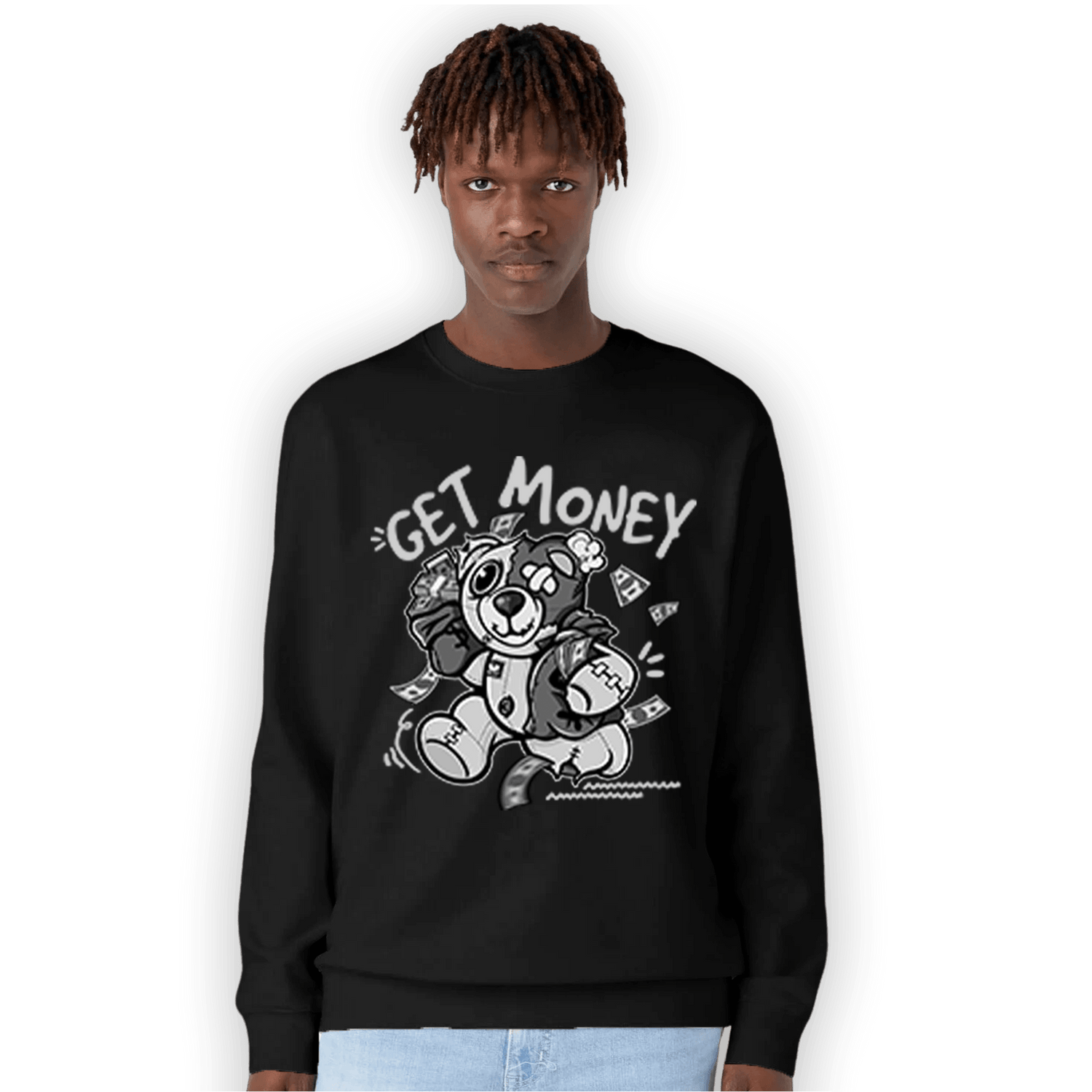 Retro High OG Black White 1s Sweatshirt Match Get Money BER - NastyJamz
