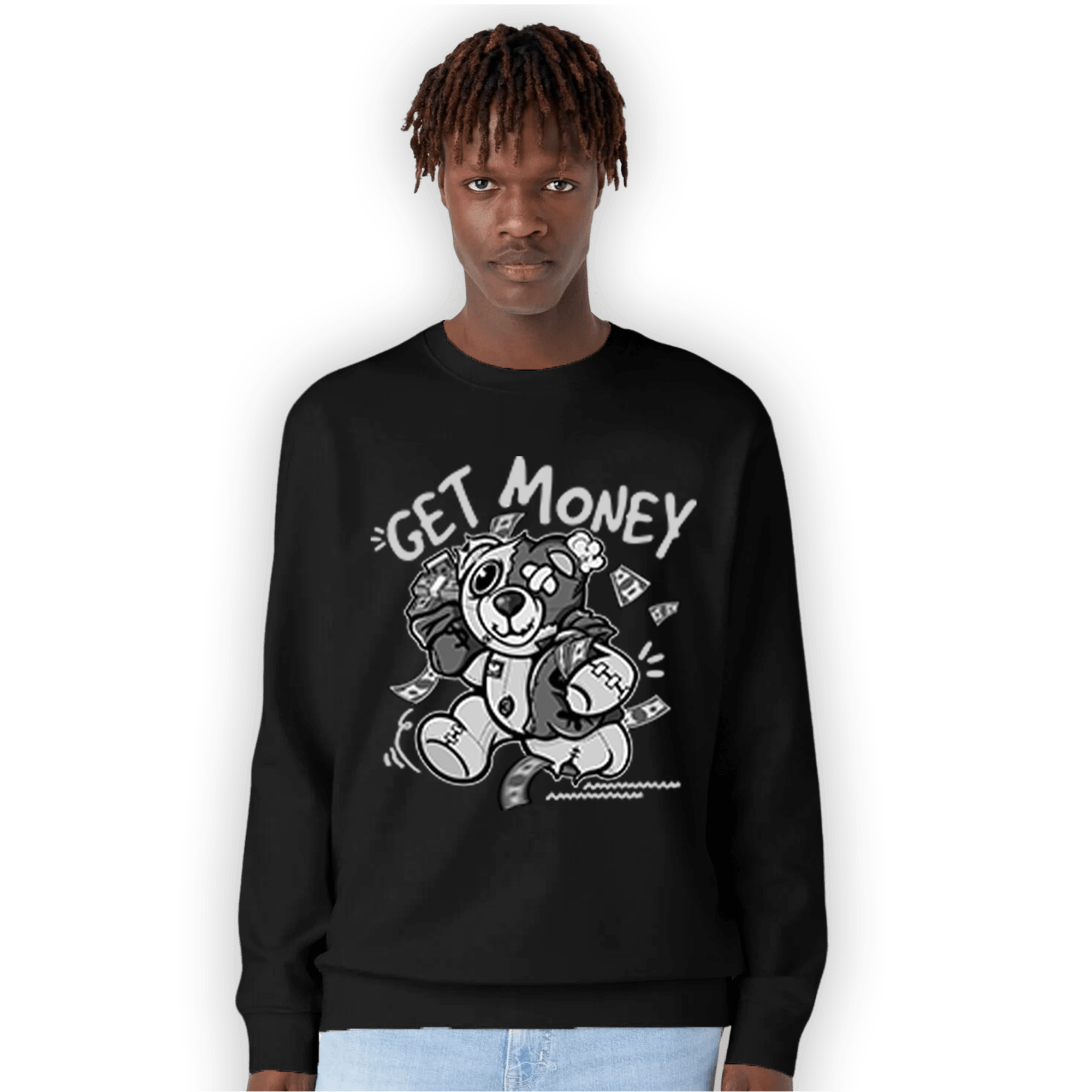 Retro High OG Black White 1s Sweatshirt Match Get Money BER - NastyJamz