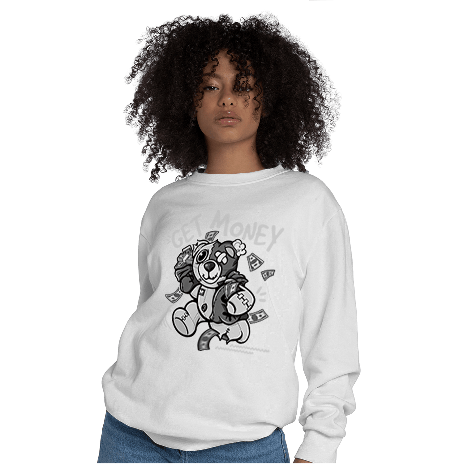 Retro High OG Black White 1s Sweatshirt Match Get Money BER - NastyJamz