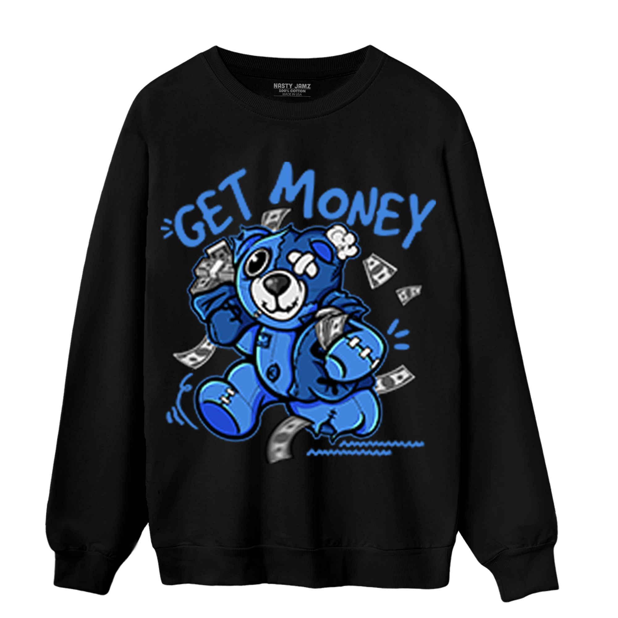University Blue Toe 1s Sweatshirt Match Get Money BER - NastyJamz