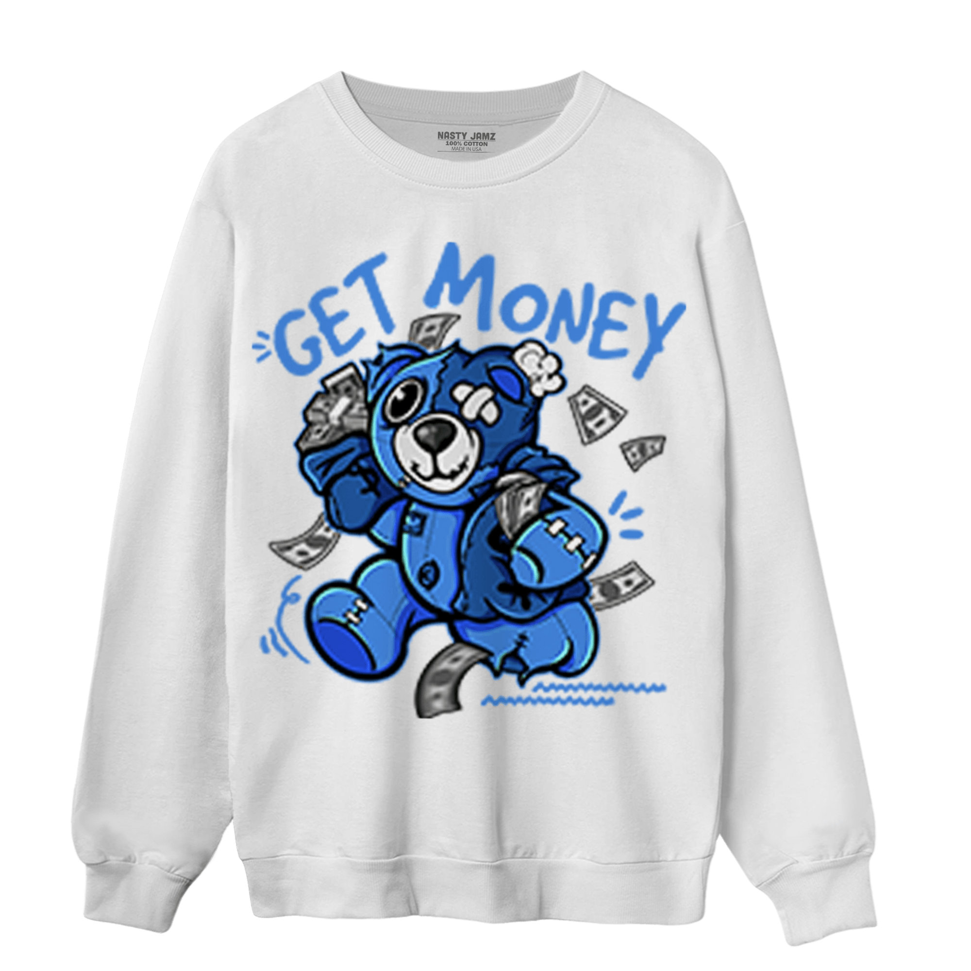 University Blue Toe 1s Sweatshirt Match Get Money BER - NastyJamz