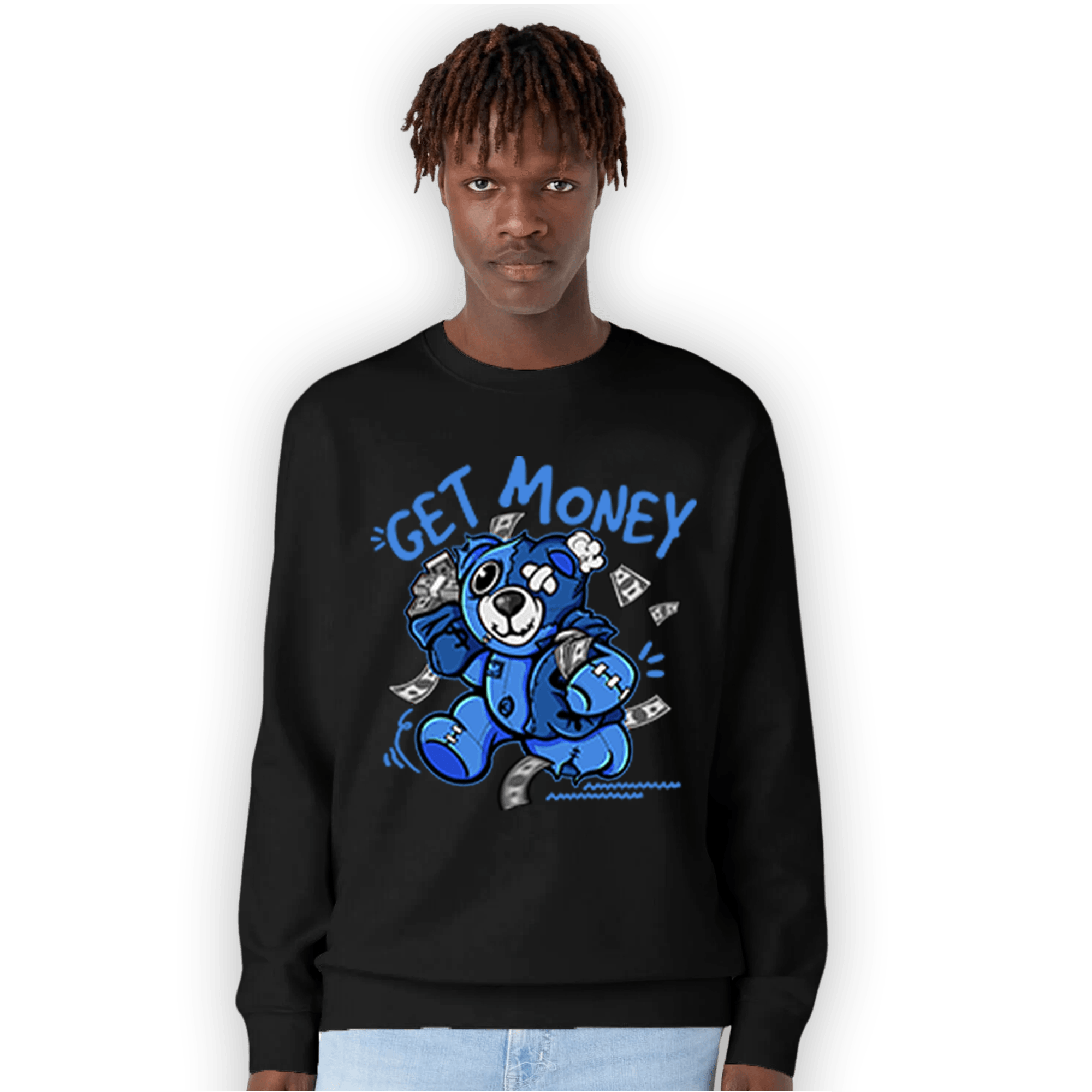 University Blue Toe 1s Sweatshirt Match Get Money BER - NastyJamz
