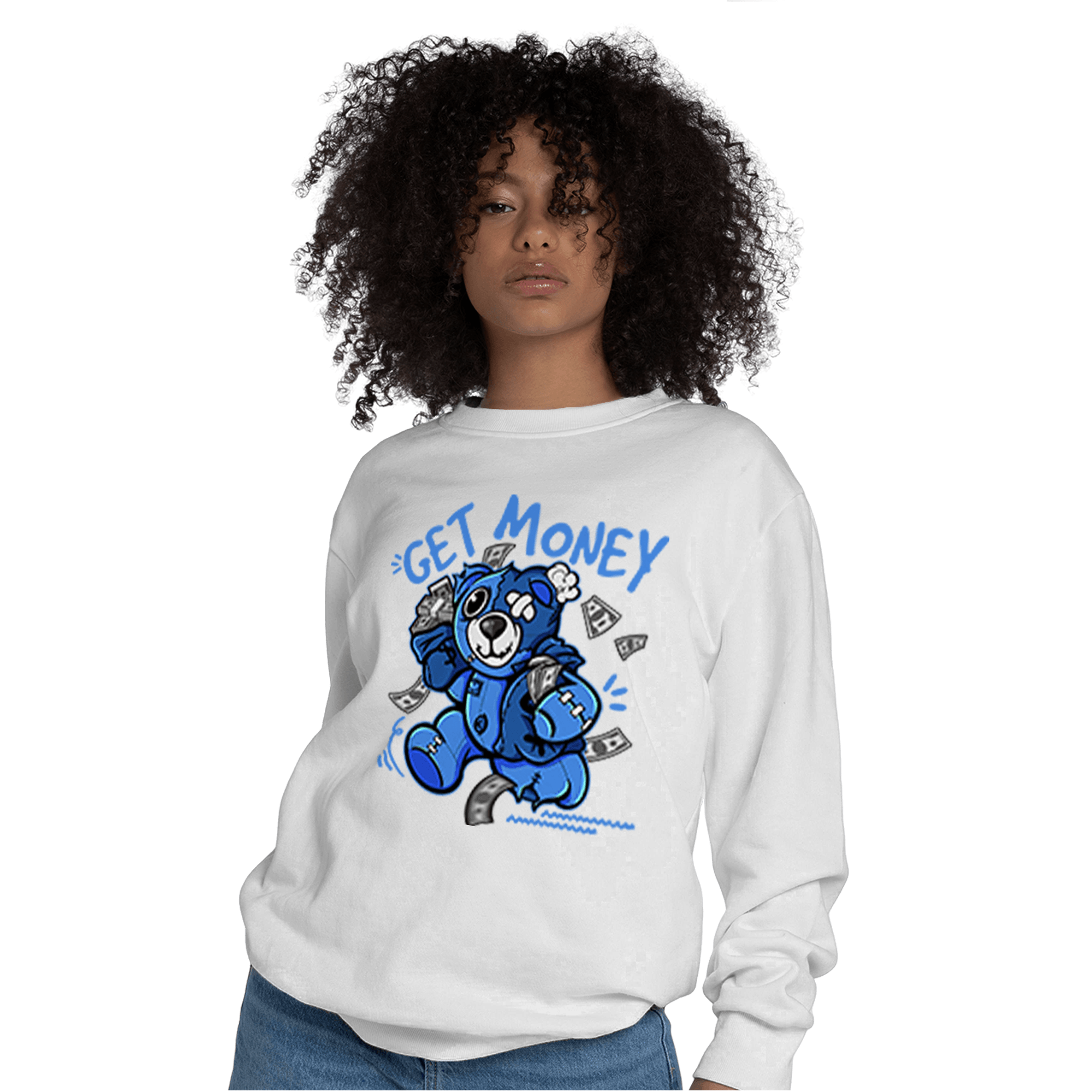 University Blue Toe 1s Sweatshirt Match Get Money BER - NastyJamz