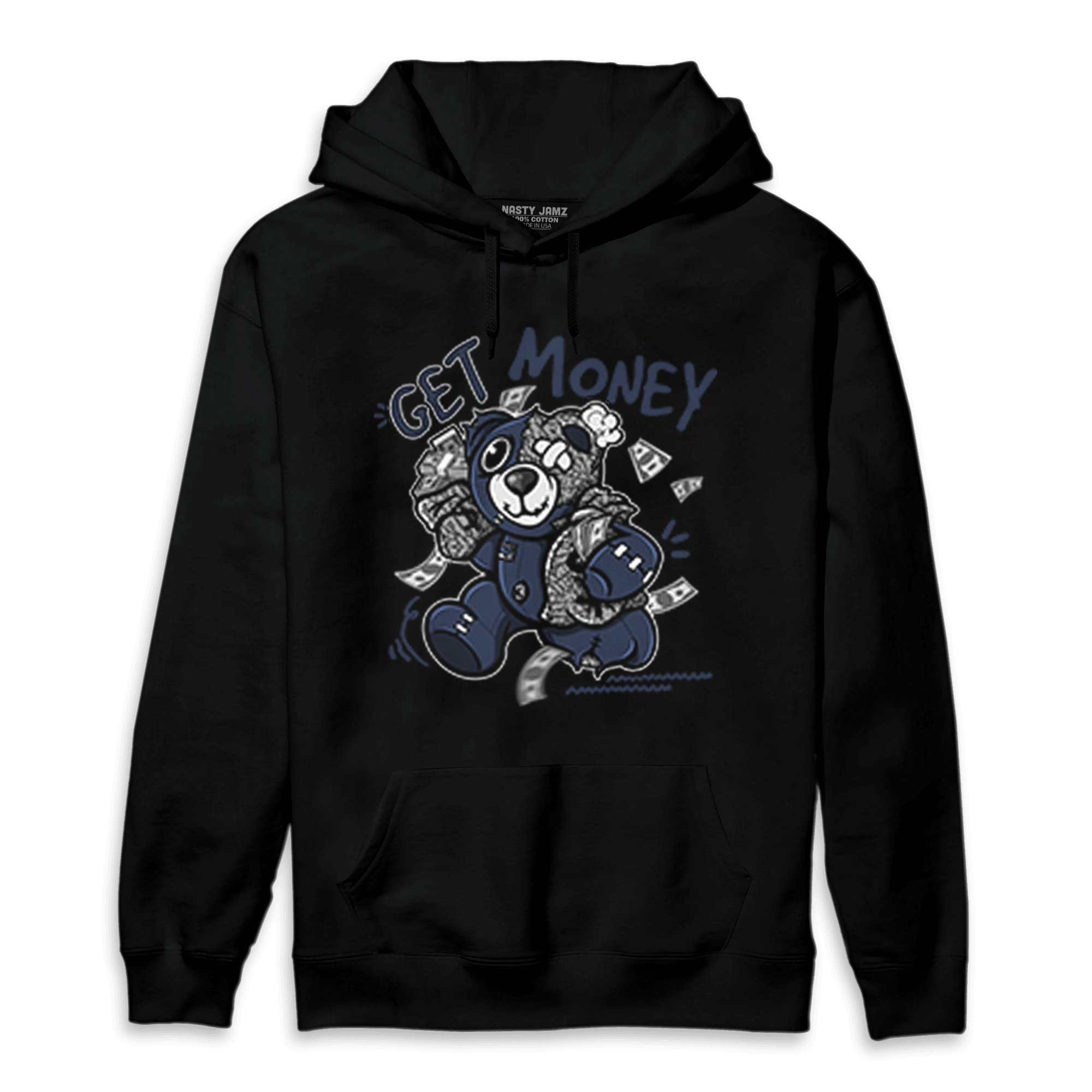 White Navy 3s Hoodie Match Get Money BER - NastyJamz