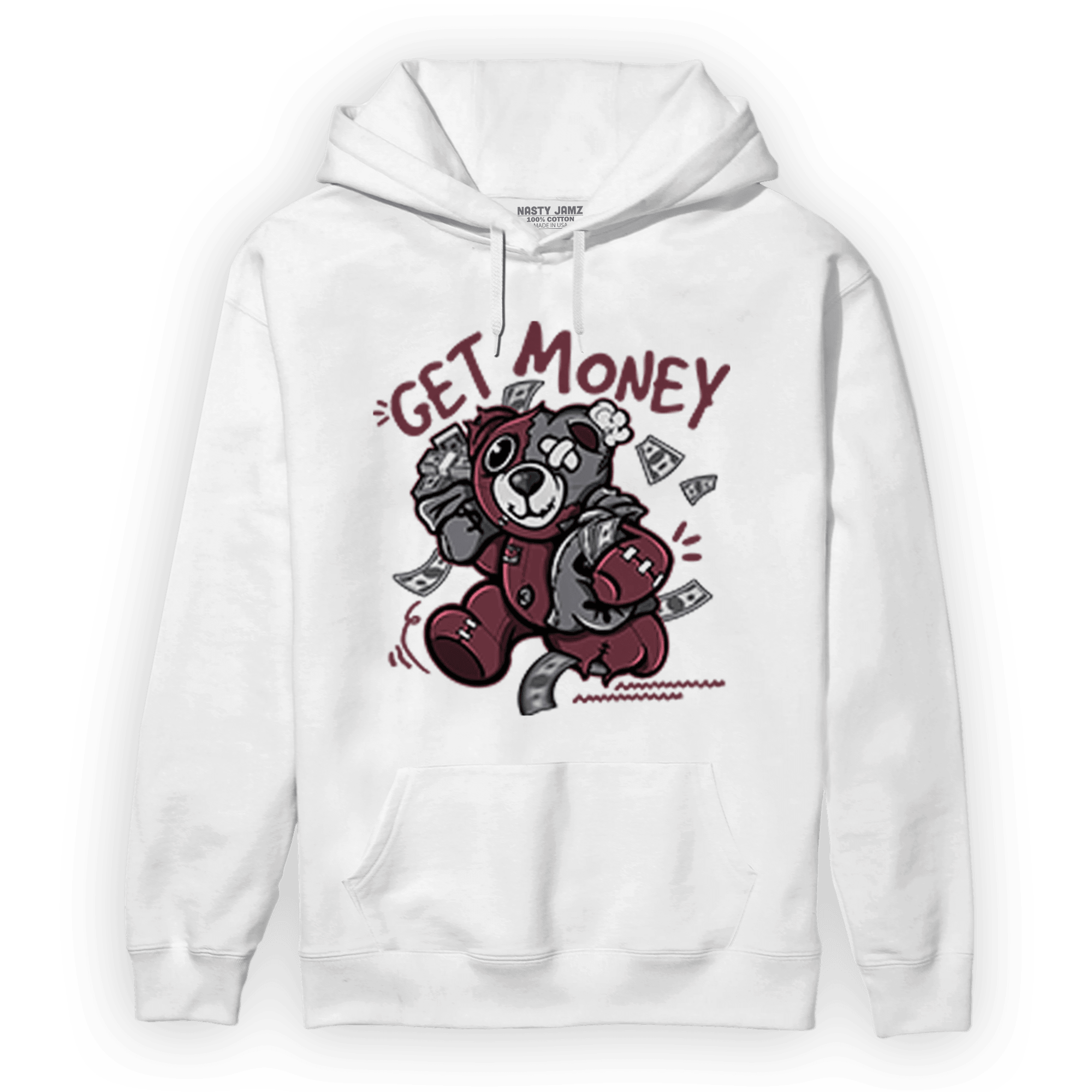 Burgundy 5s Hoodie Match Get Money BER - NastyJamz