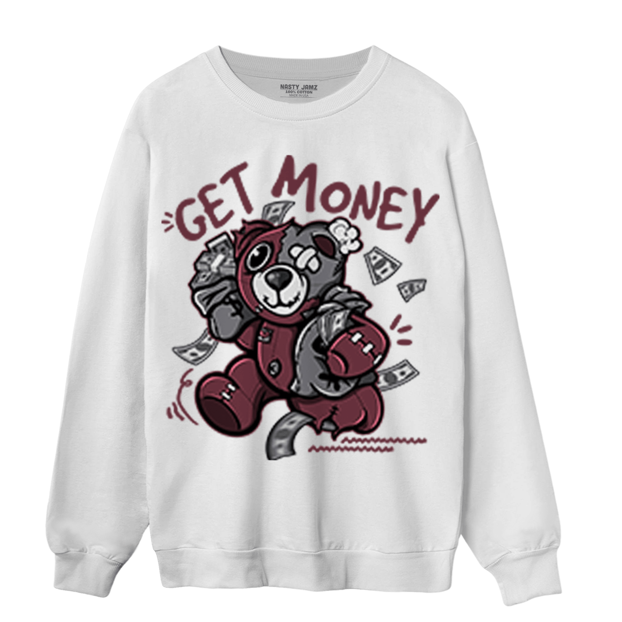 Burgundy 5s Sweatshirt Match Get Money BER - NastyJamz
