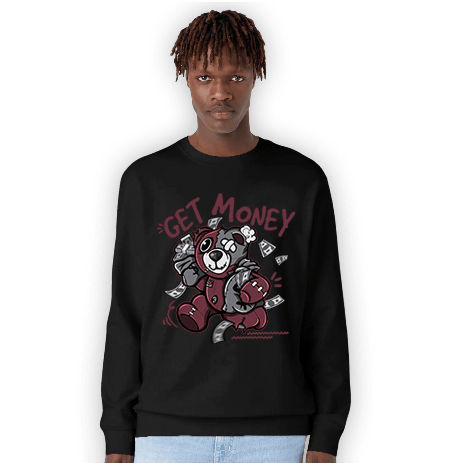 Burgundy 5s Sweatshirt Match Get Money BER - NastyJamz