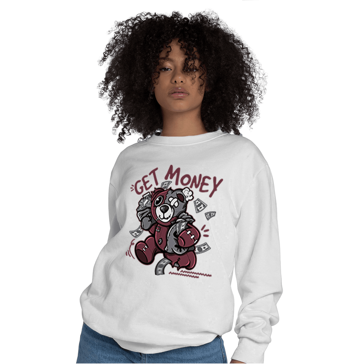 Burgundy 5s Sweatshirt Match Get Money BER - NastyJamz