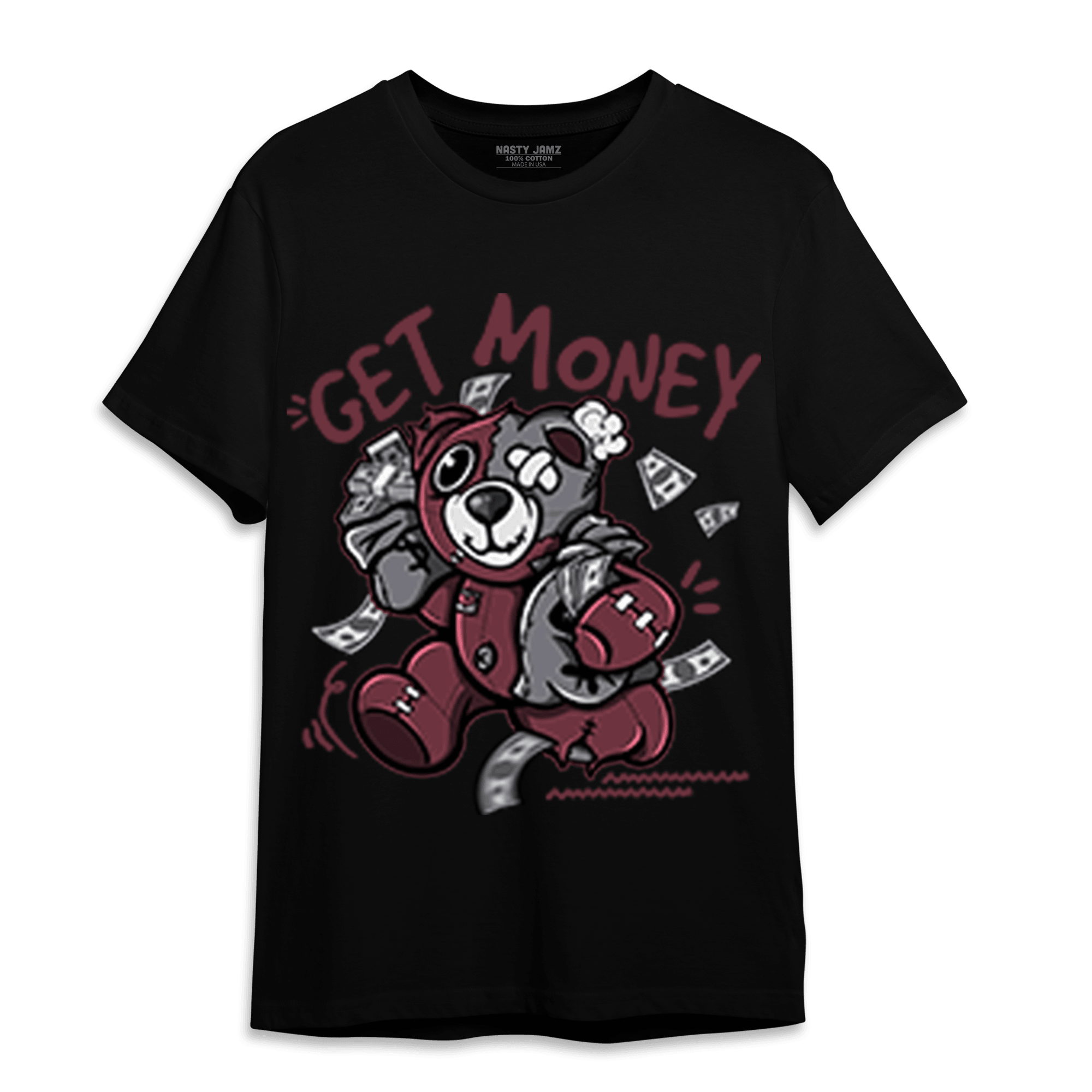 Burgundy 5s T Shirt Match Get Money BER - NastyJamz
