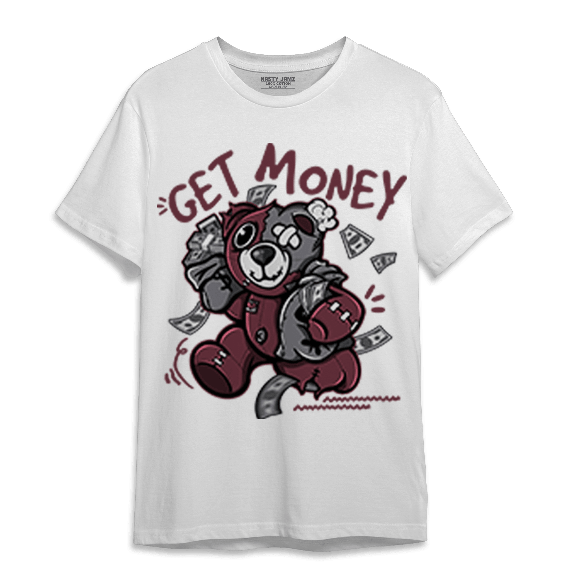 Burgundy 5s T Shirt Match Get Money BER - NastyJamz