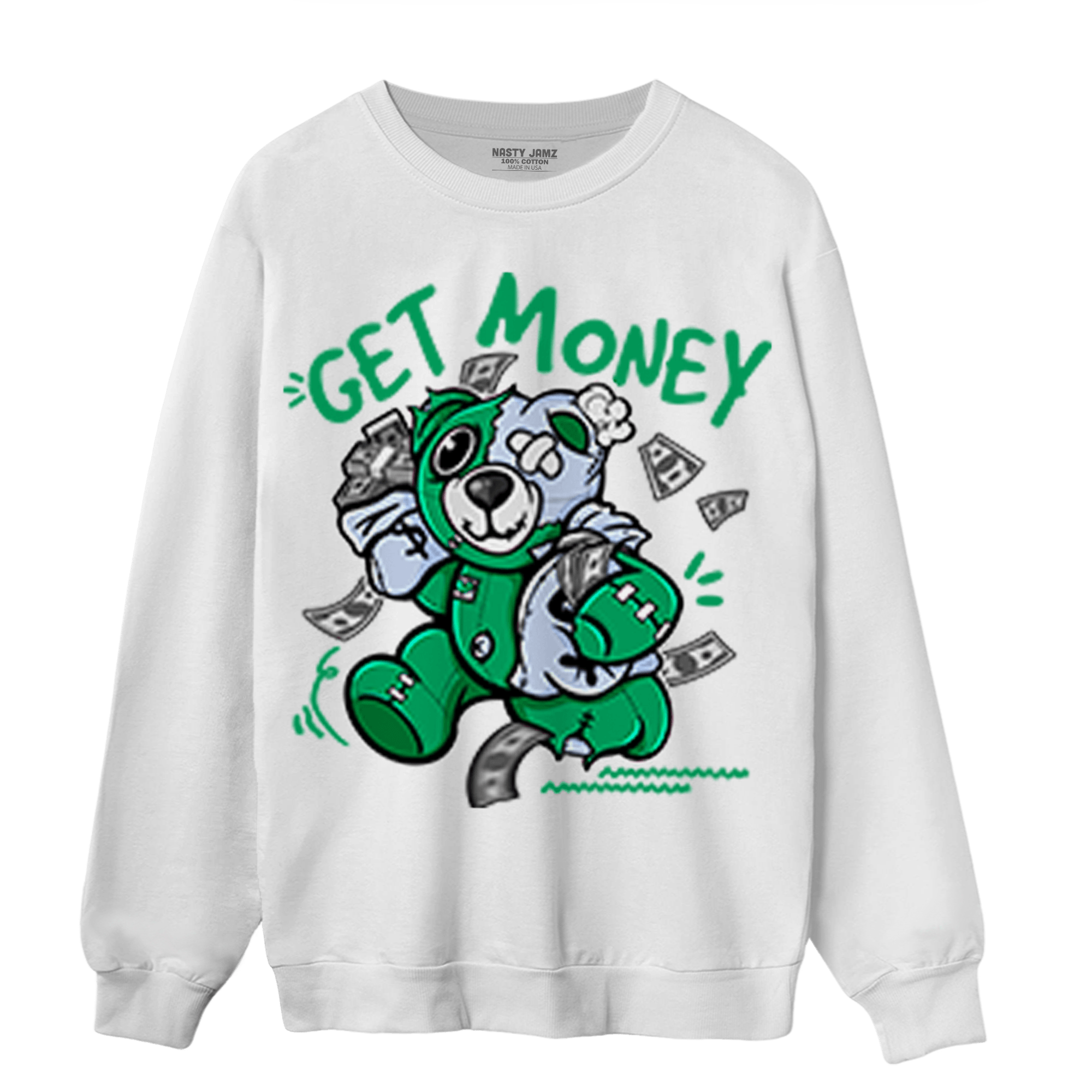 Lucky Green 5s Sweatshirt Match Get Money BER - NastyJamz