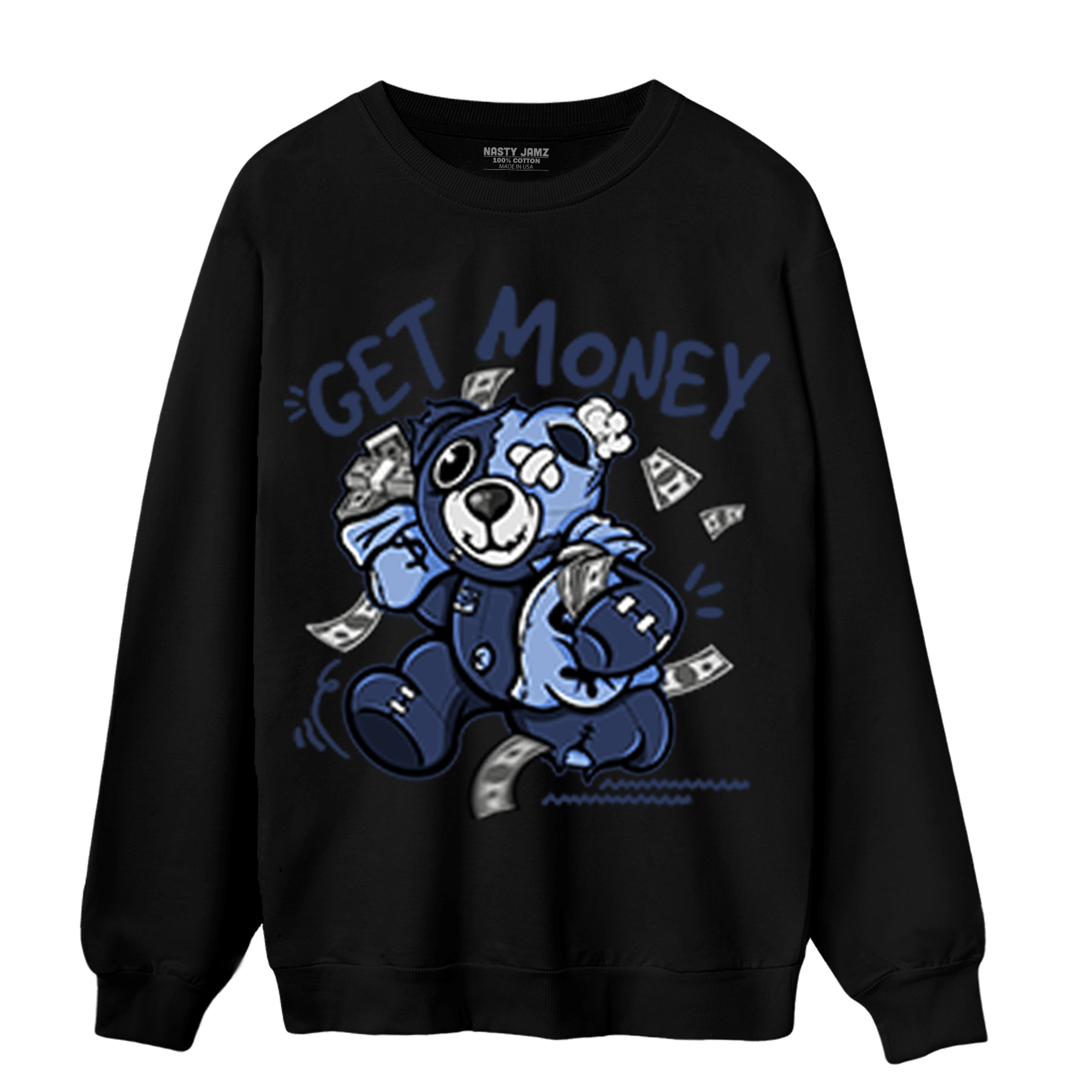 Midnight Navy 5s Sweatshirt Match Get Money BER - NastyJamz