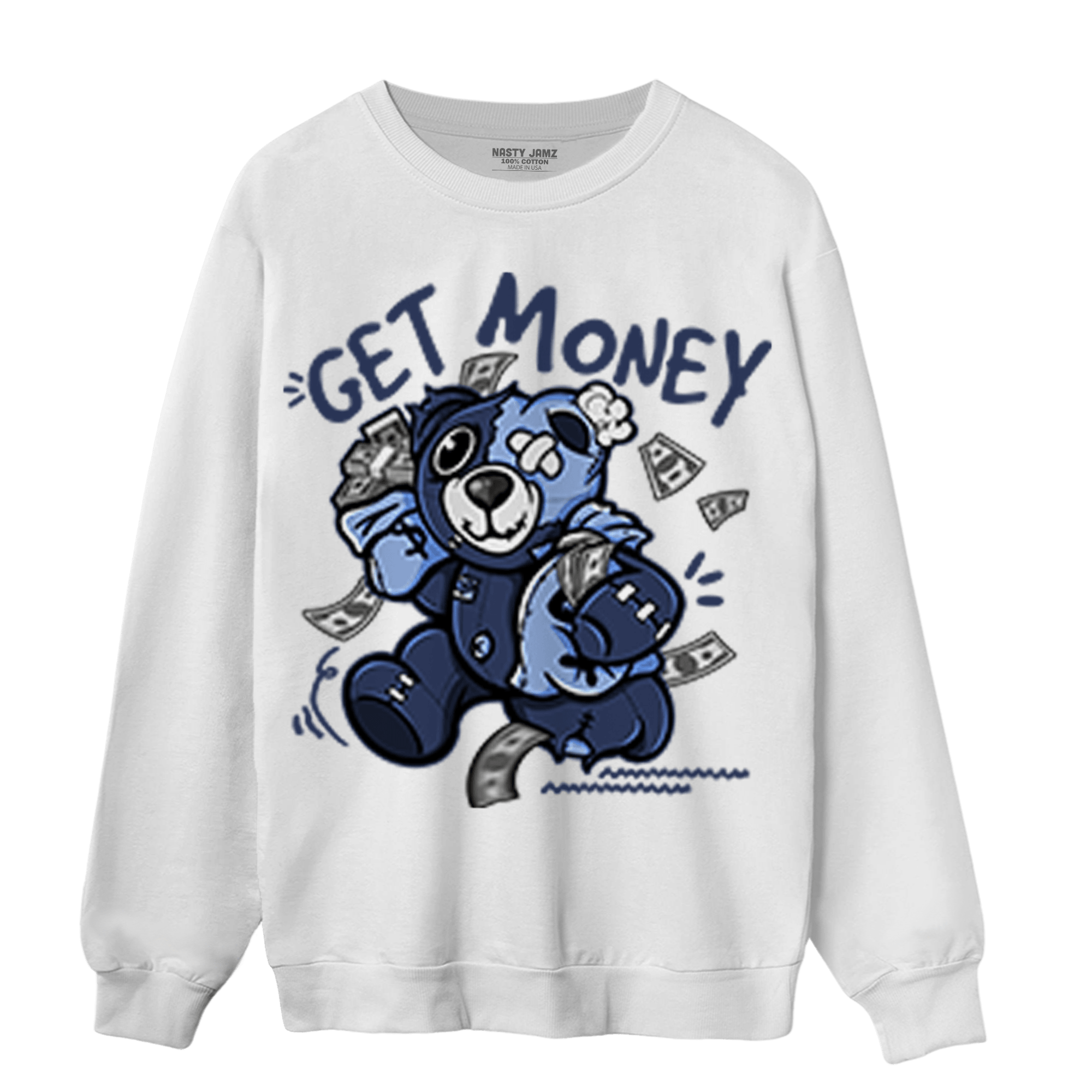 Midnight Navy 5s Sweatshirt Match Get Money BER - NastyJamz