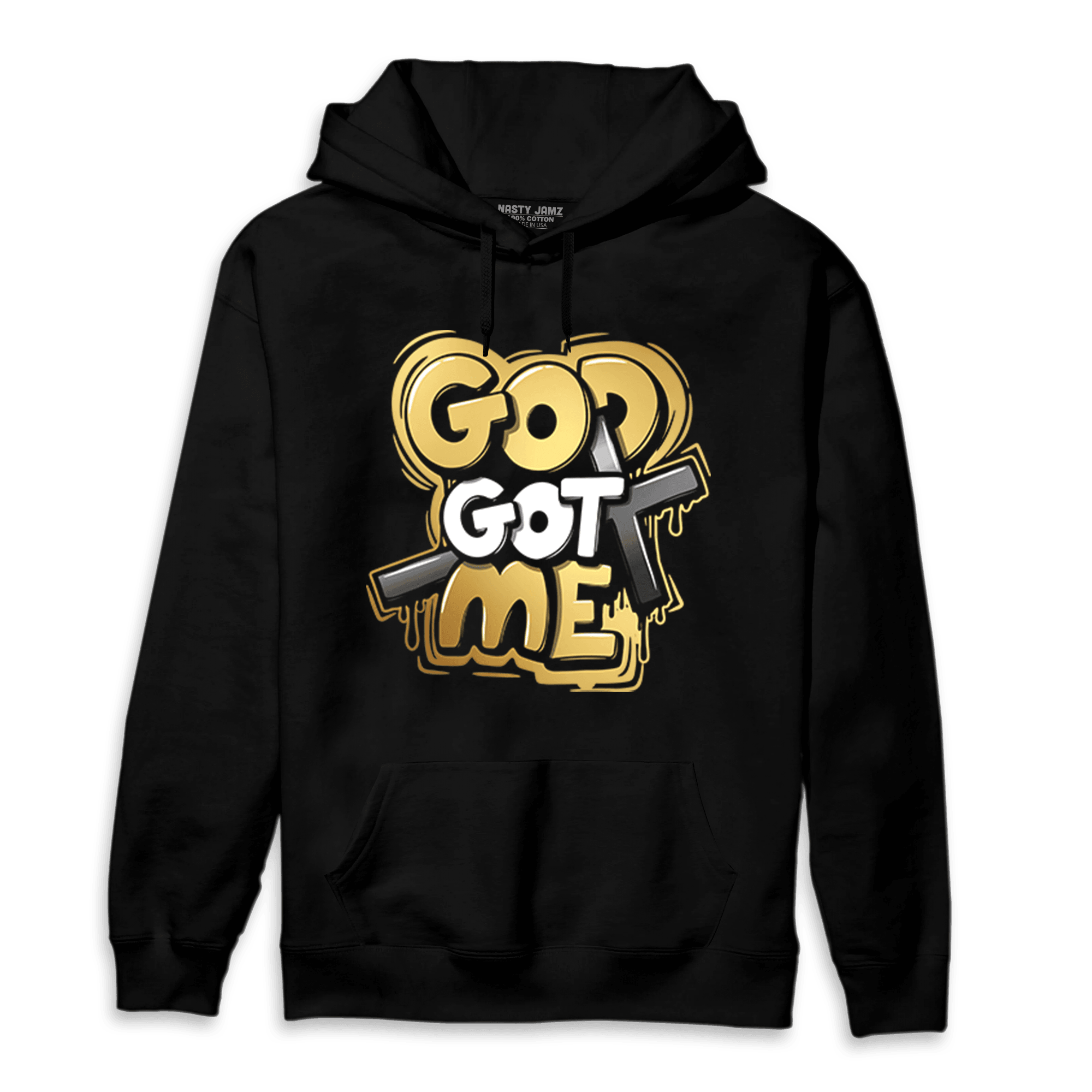 Mid SE Black Gold 1s Hoodie Match God Got Me - NastyJamz