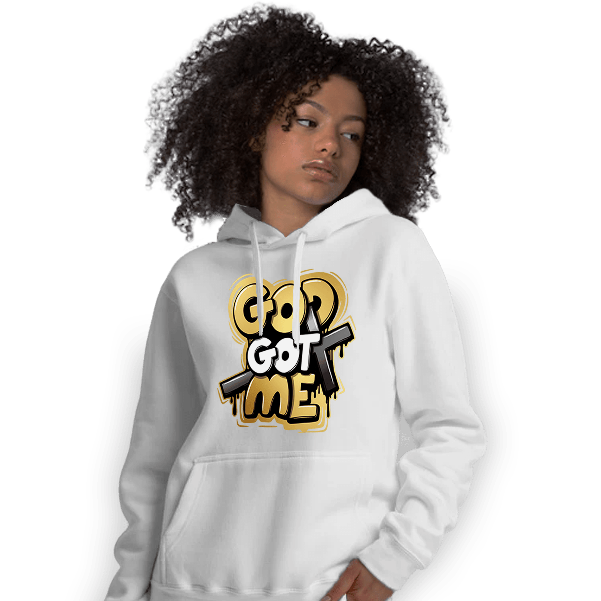 Mid SE Black Gold 1s Hoodie Match God Got Me - NastyJamz