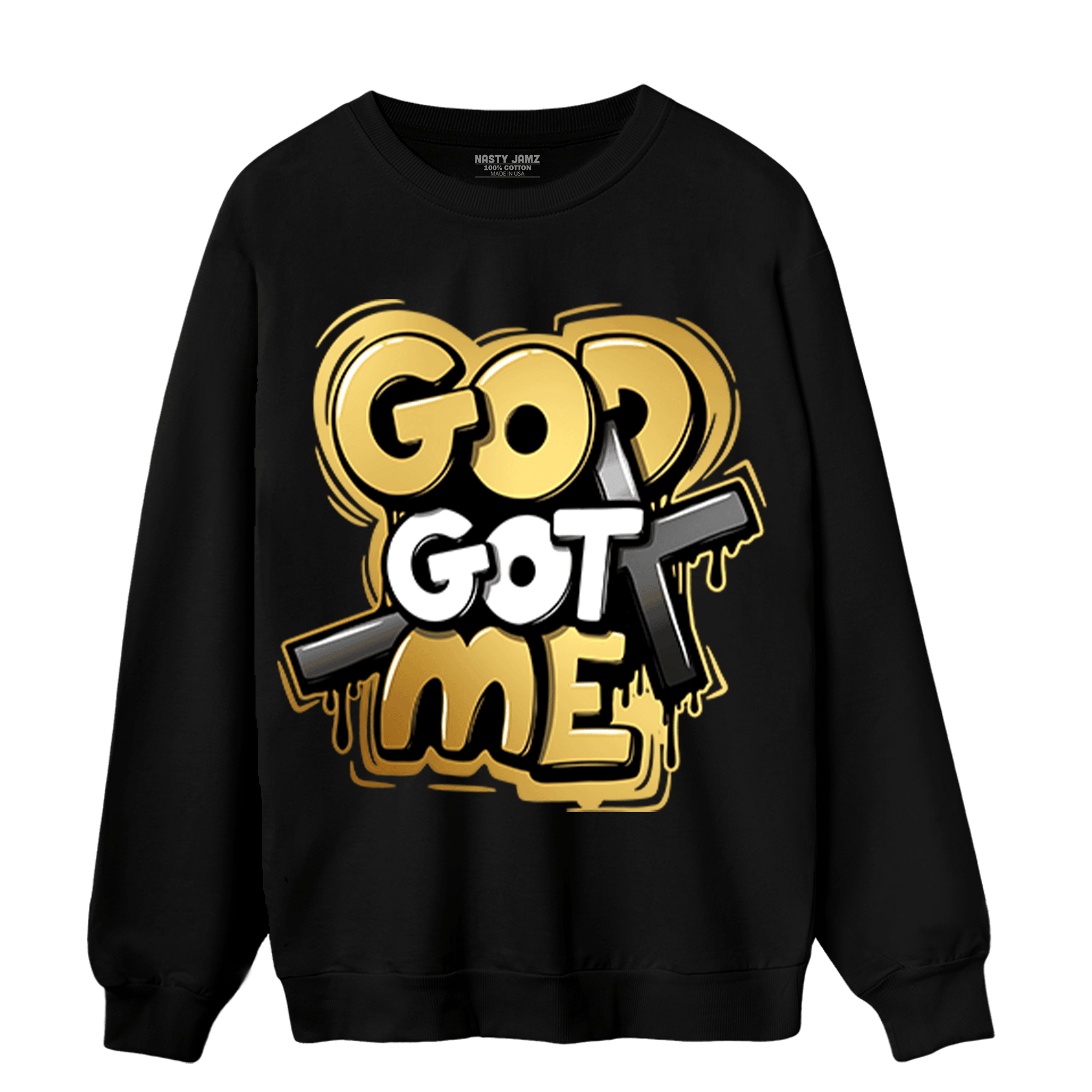 Mid SE Black Gold 1s Sweatshirt Match God Got Me - NastyJamz