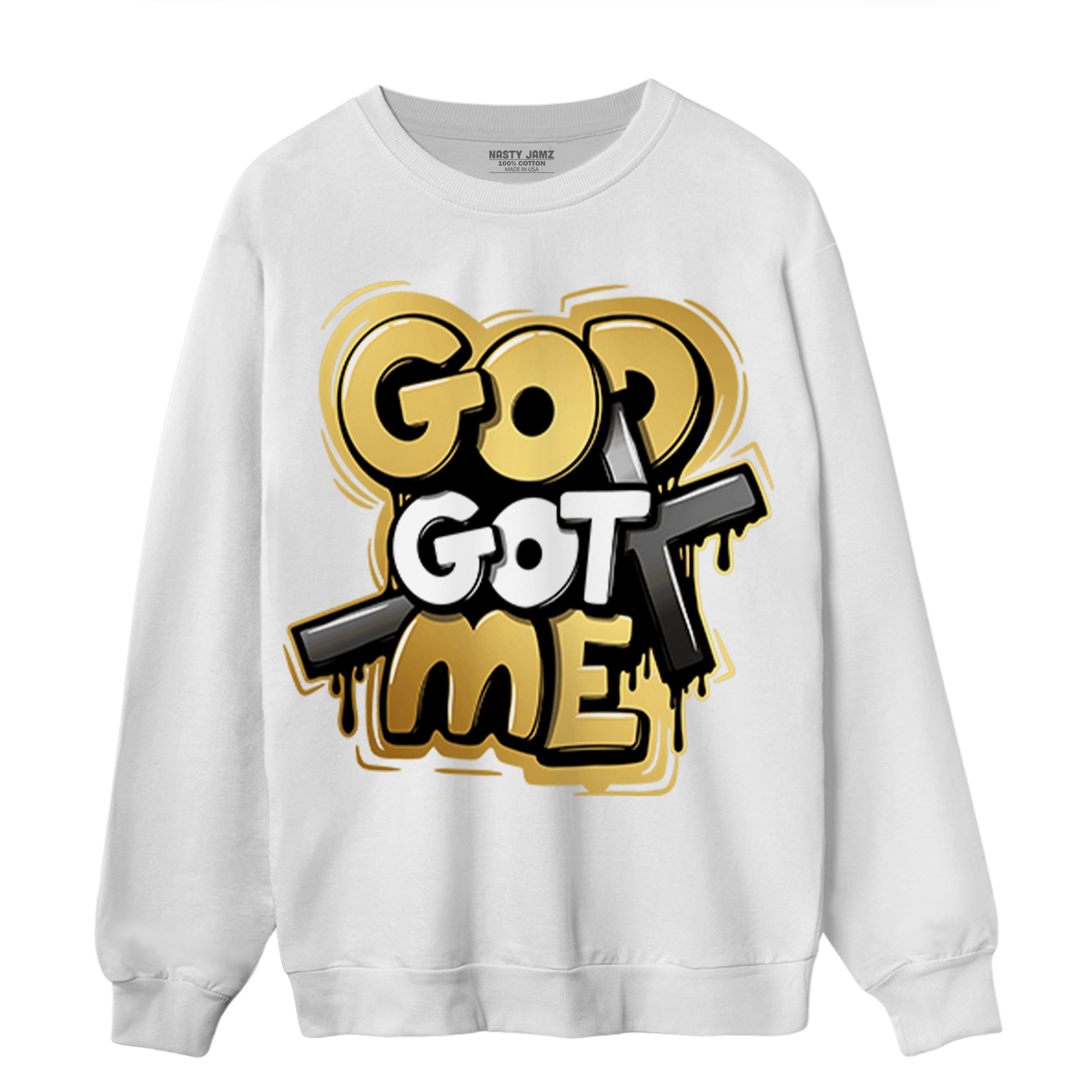 Mid SE Black Gold 1s Sweatshirt Match God Got Me - NastyJamz