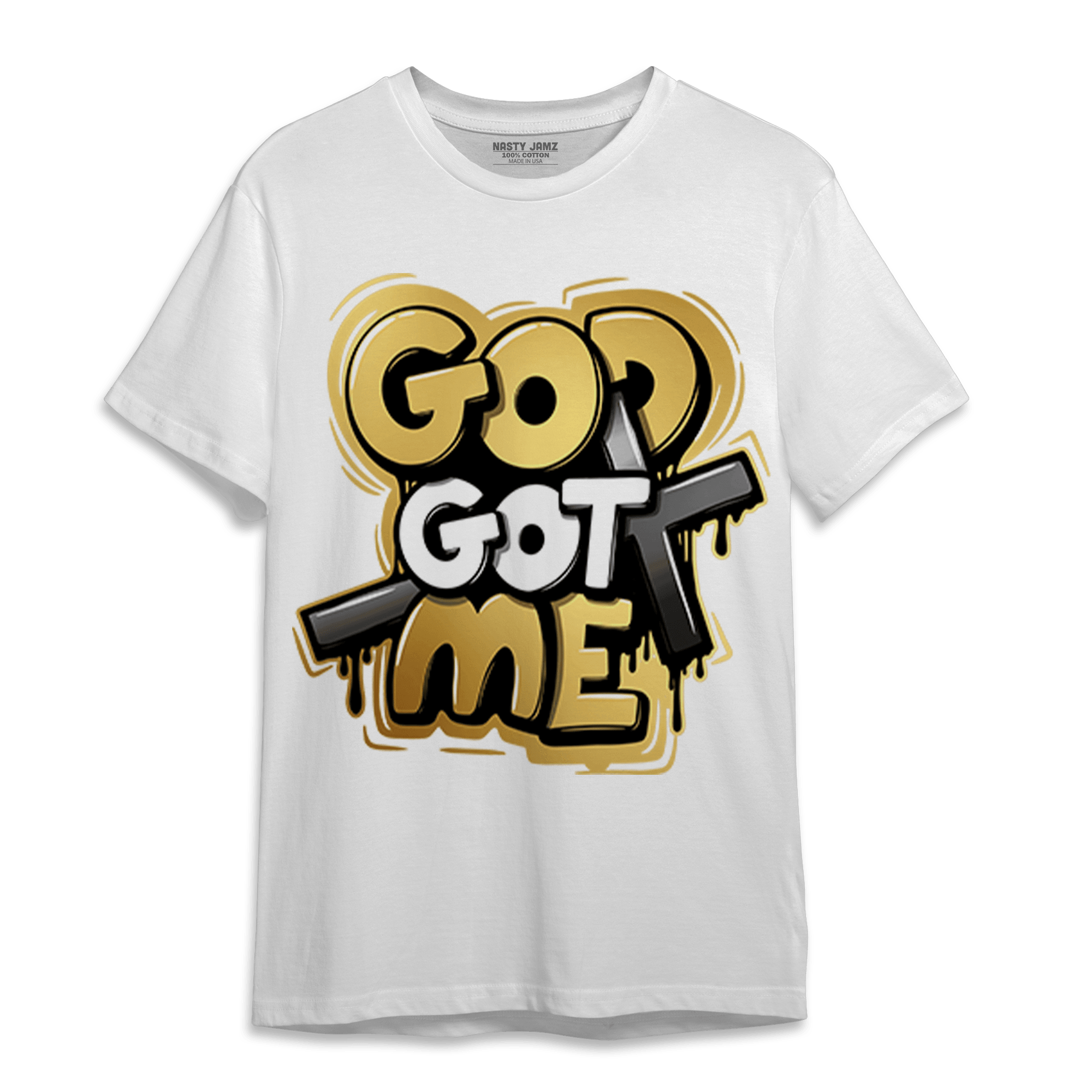 Mid SE Black Gold 1s T Shirt Match God Got Me - NastyJamz