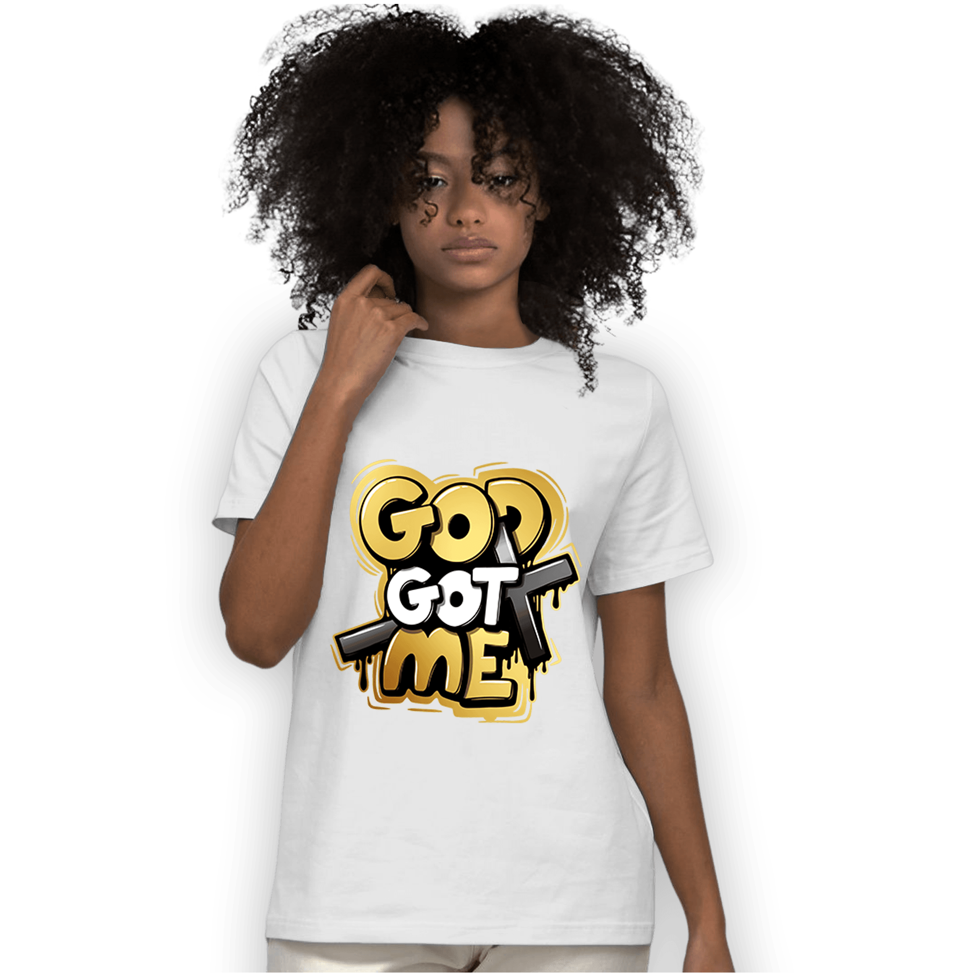 Mid SE Black Gold 1s T Shirt Match God Got Me - NastyJamz