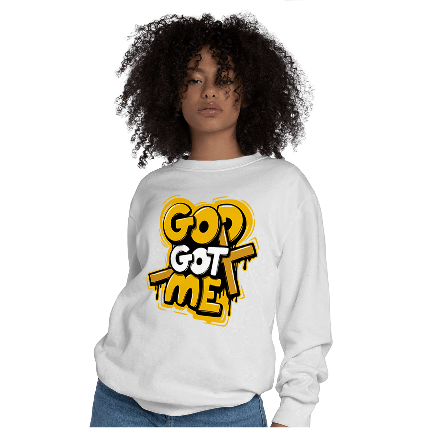 Yellow Ochre 1s Sweatshirt Match God Got Me - NastyJamz