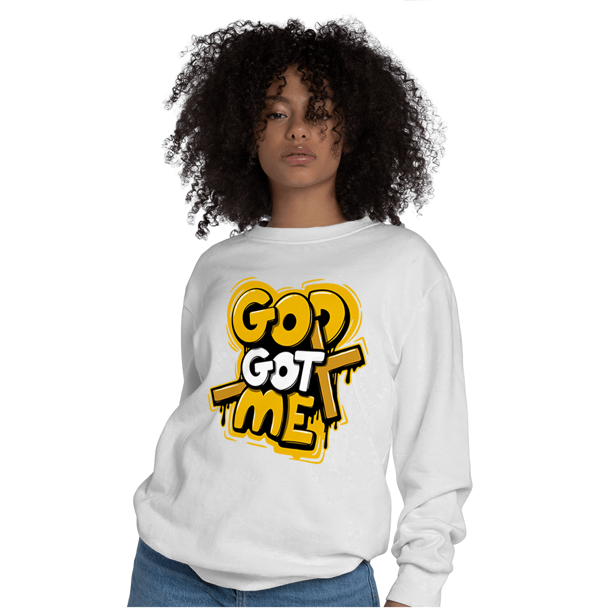 Yellow Ochre 1s Sweatshirt Match God Got Me - NastyJamz