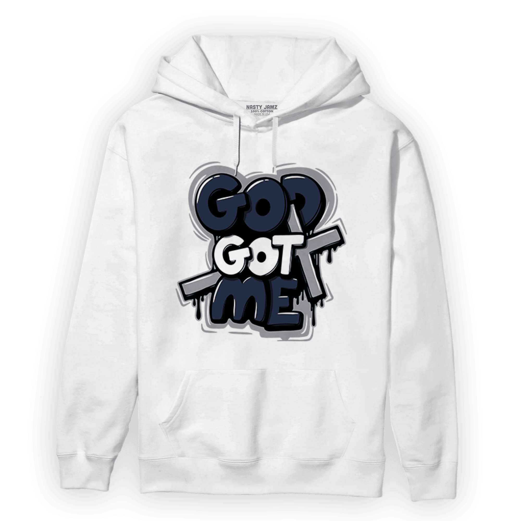 White Navy 3s Hoodie Match God Got Me - NastyJamz