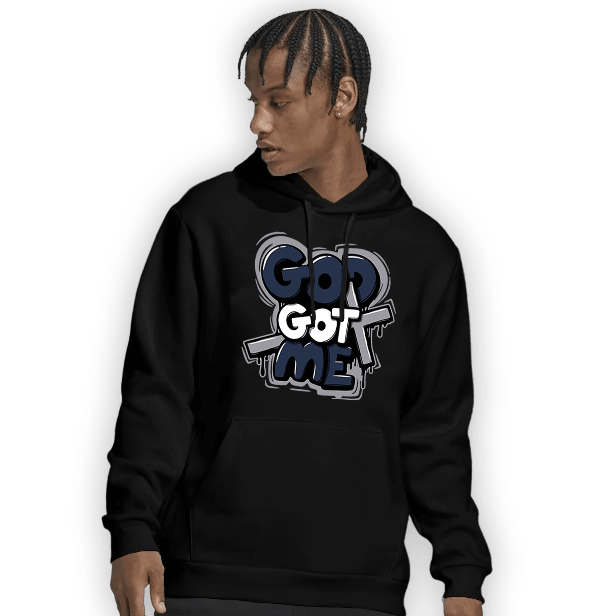 White Navy 3s Hoodie Match God Got Me - NastyJamz
