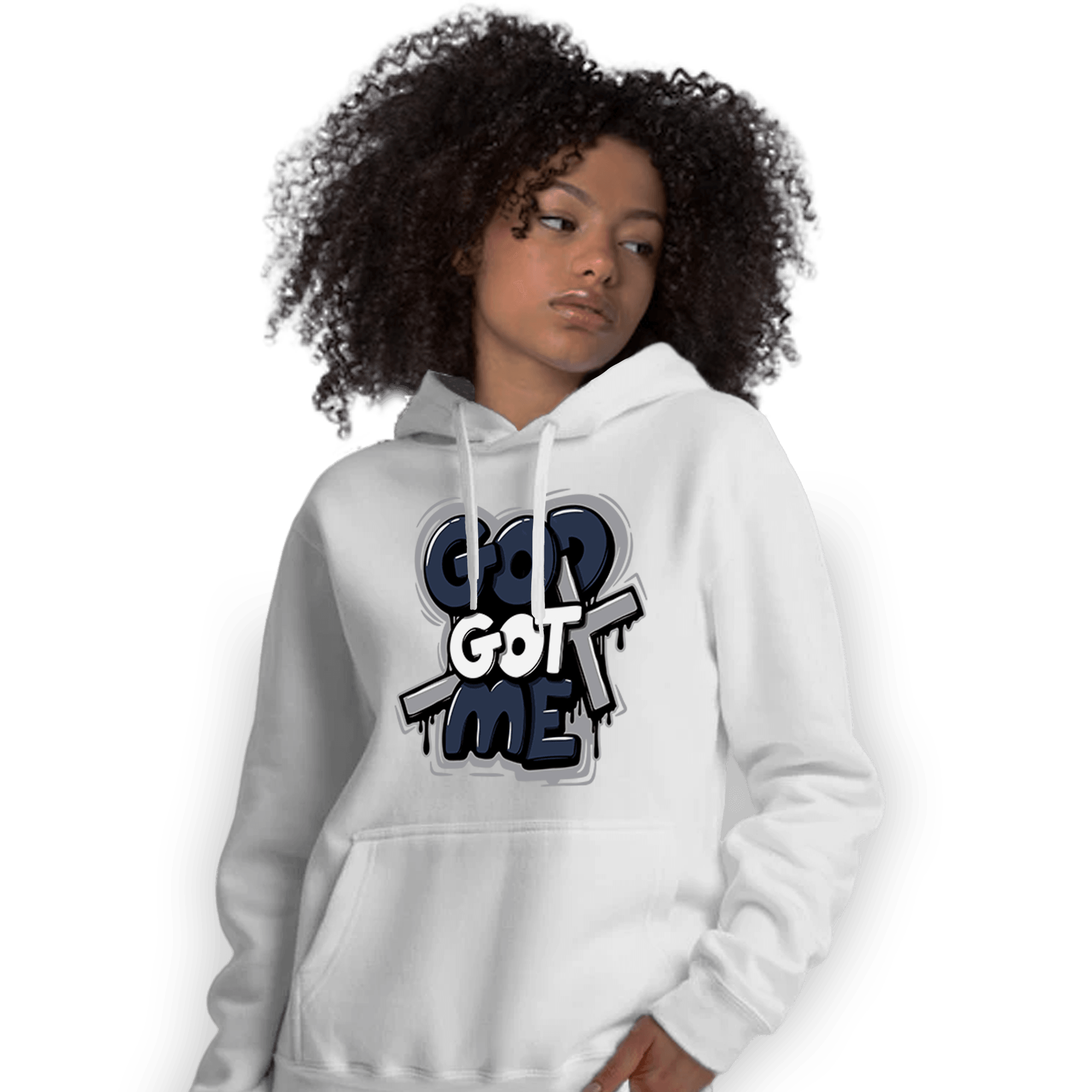 White Navy 3s Hoodie Match God Got Me - NastyJamz