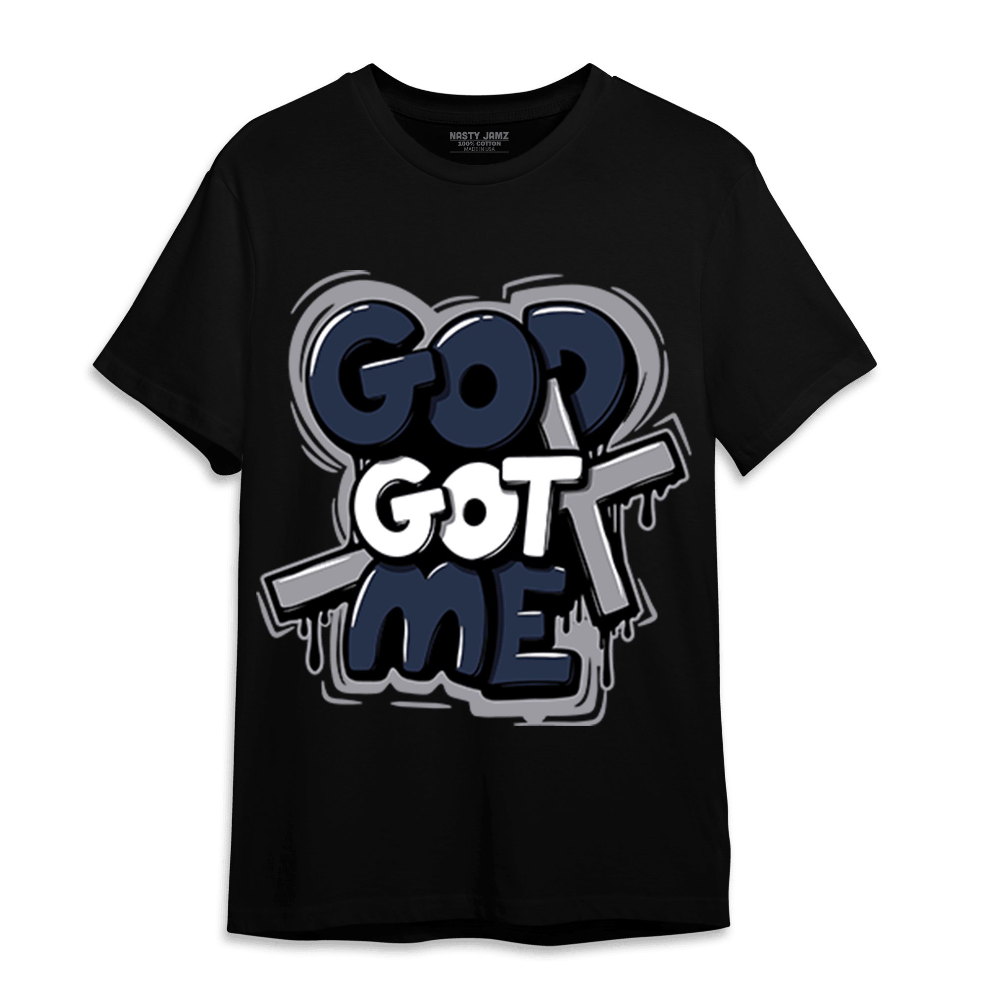 White Navy 3s T Shirt Match God Got Me - NastyJamz