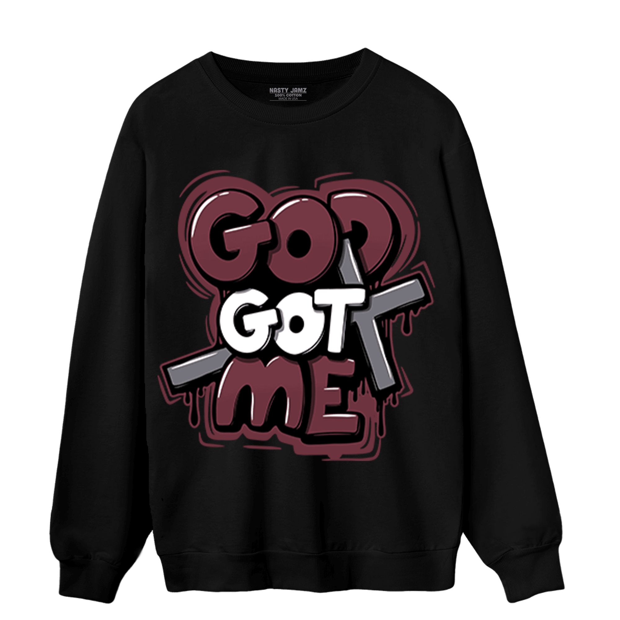 Burgundy 5s Sweatshirt Match God Got Me - NastyJamz