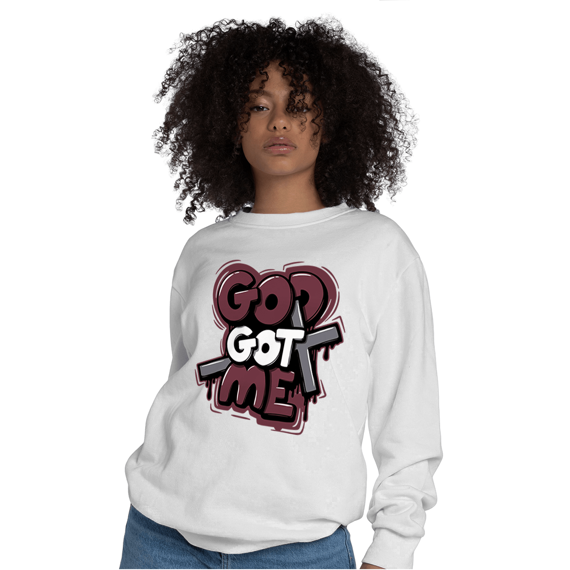 Burgundy 5s Sweatshirt Match God Got Me - NastyJamz