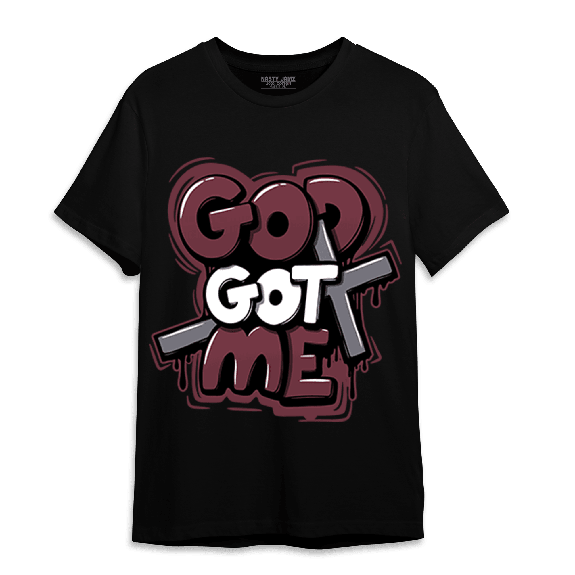 Burgundy 5s T Shirt Match God Got Me - NastyJamz