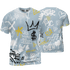 Blue Grey 13s T Shirt Match Graffiti King 3D All-Over Print Doodle Style - NastyJamz