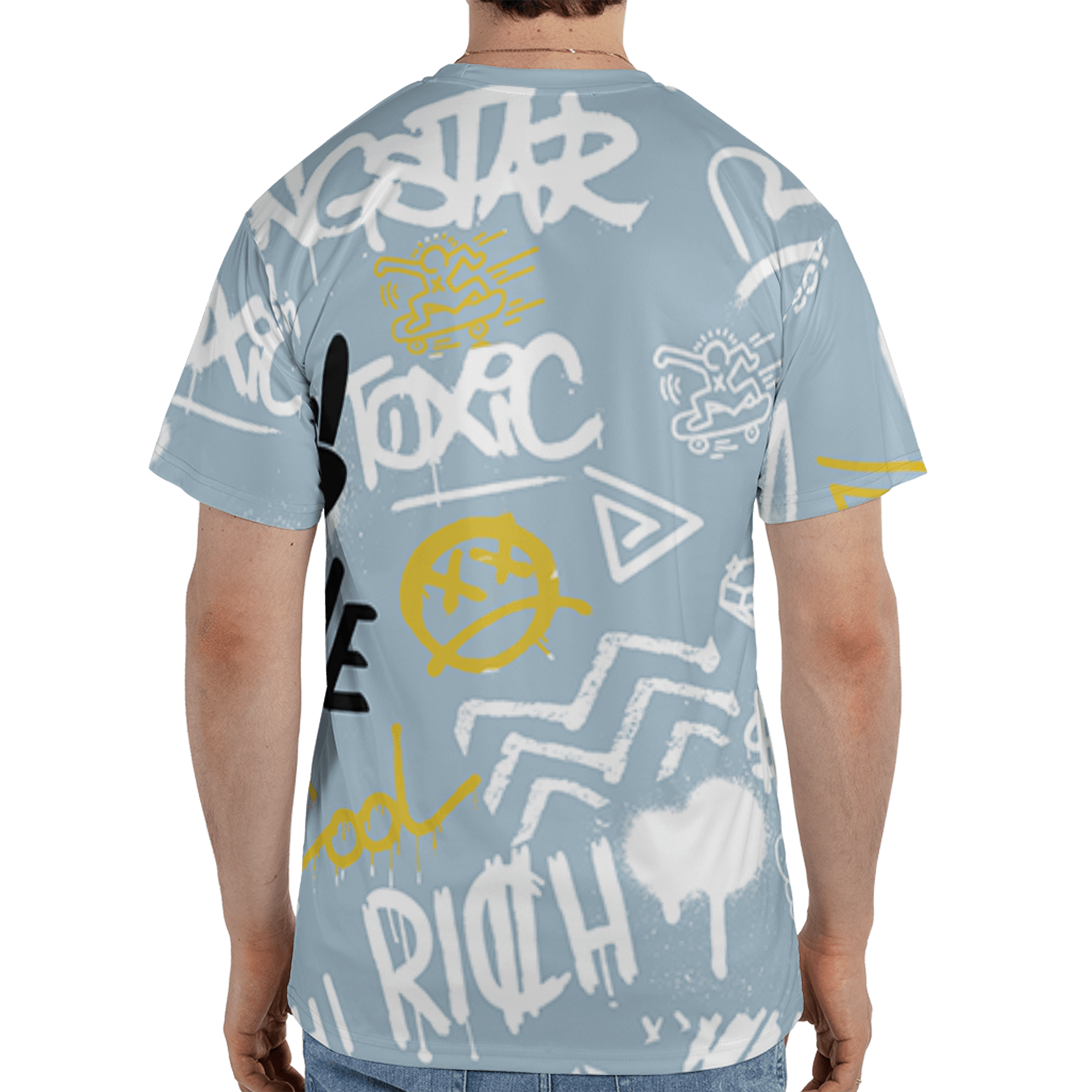 Blue Grey 13s T Shirt Match Graffiti King 3D All-Over Print Doodle Style - NastyJamz