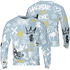 Blue Grey 13s Sweatshirt Match Graffiti King 3D All-Over Print Doodle Style - NastyJamz