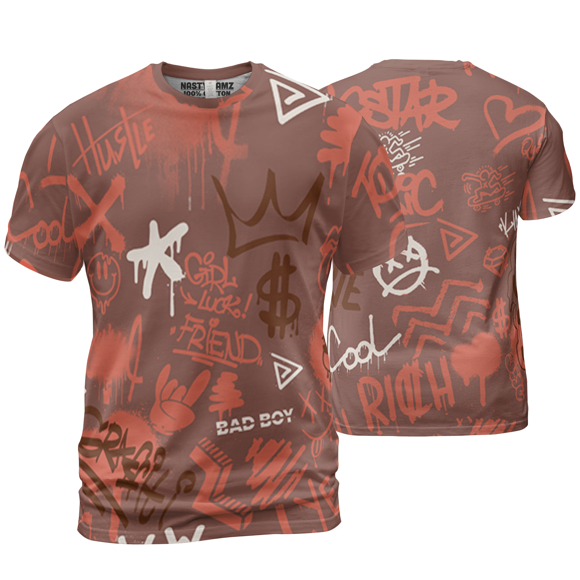 High OG Dusted Clay 1s T Shirt Match Graffiti King 3D All-Over Print Doodle Style - NastyJamz