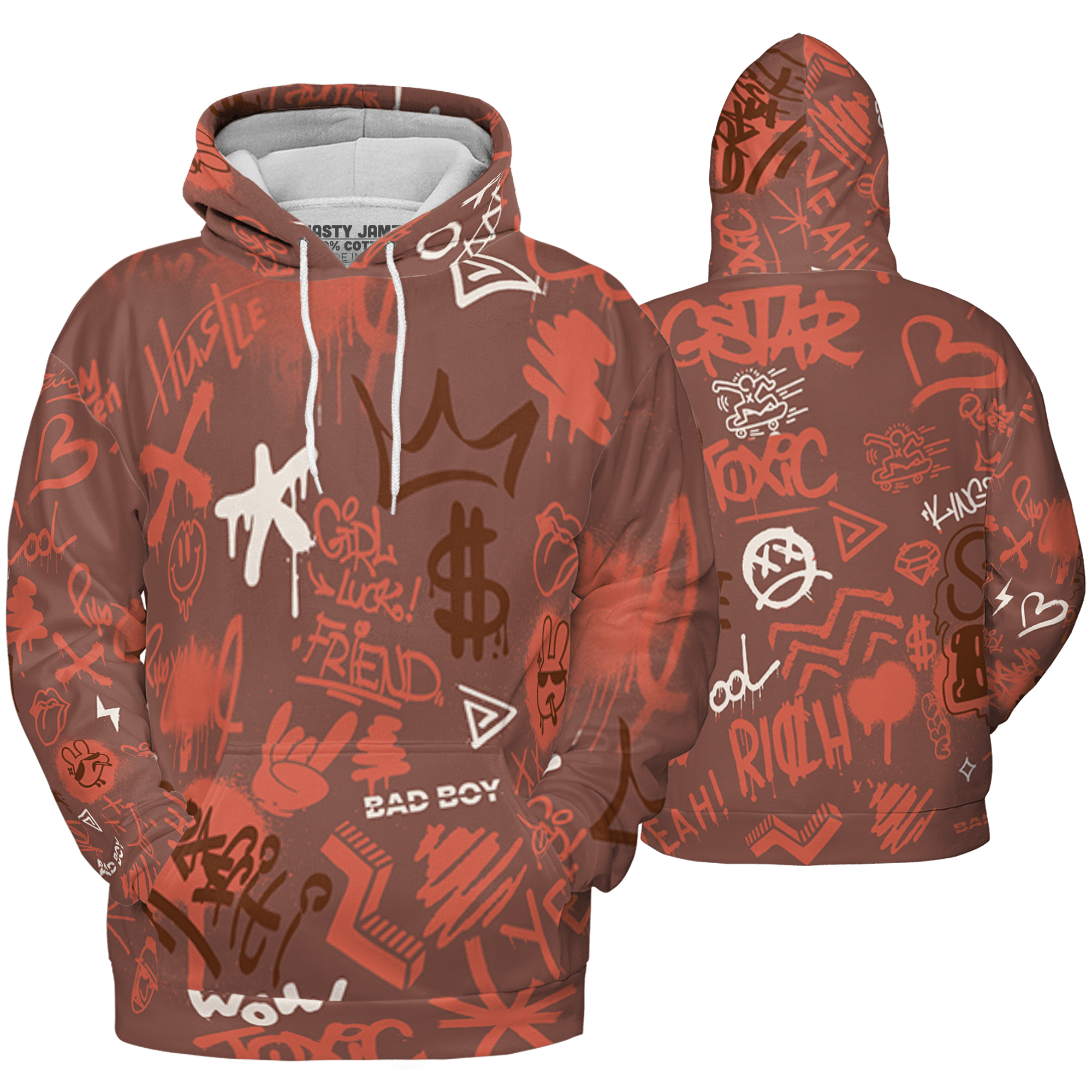 High OG Dusted Clay 1s Hoodie Match Graffiti King 3D All-Over Print Doodle Style - NastyJamz